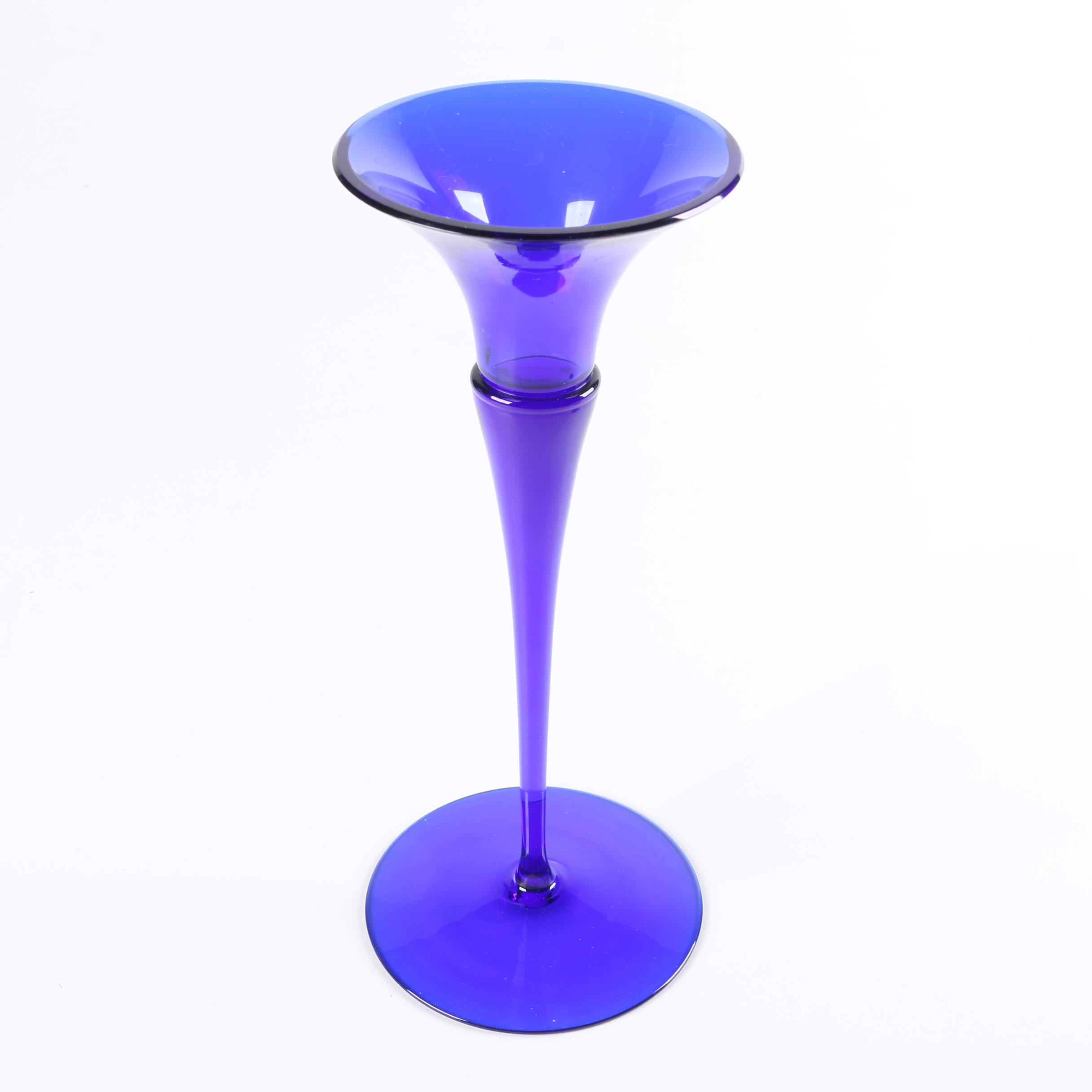 Cobalt Blue Glass Candle Holders