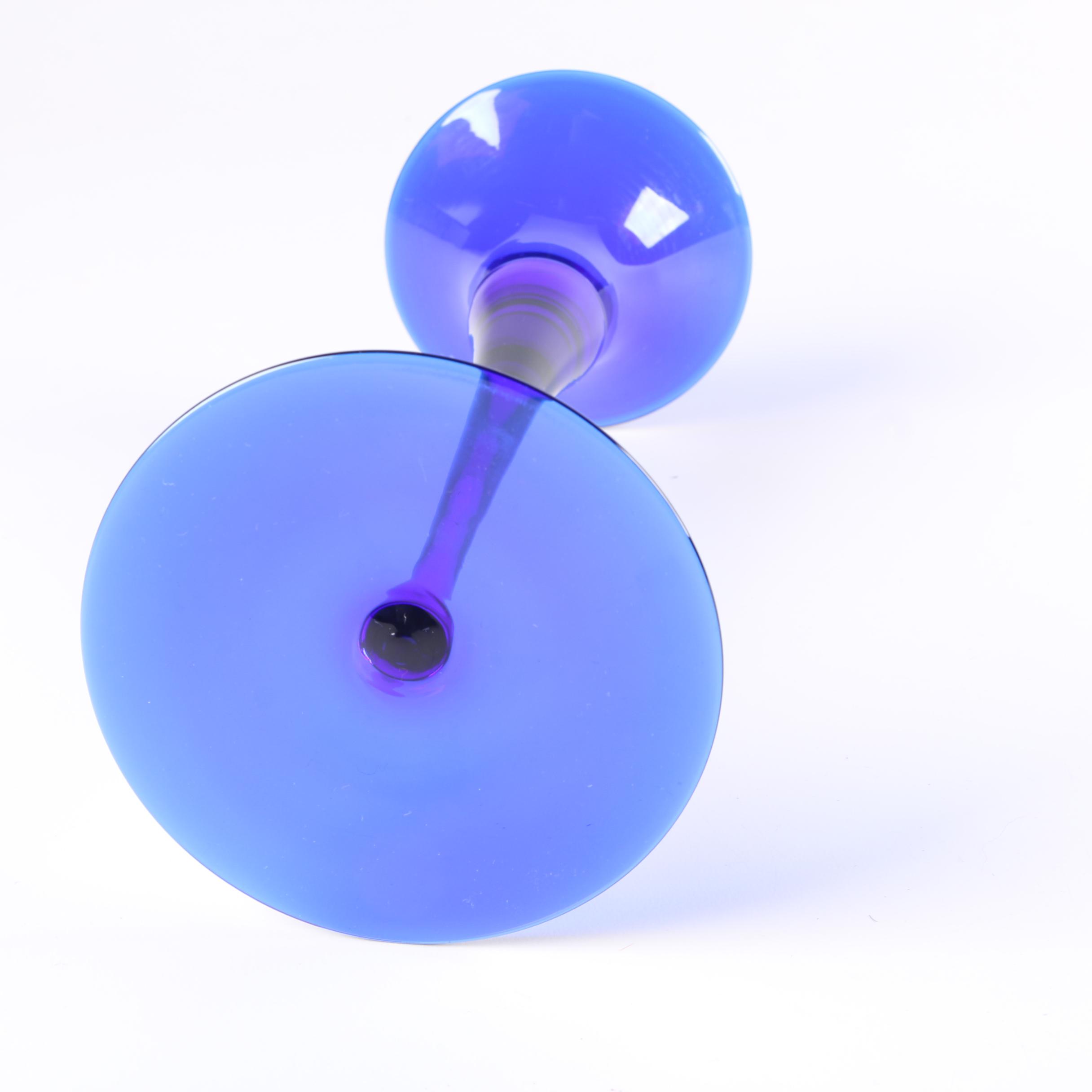 Cobalt Blue Glass Candle Holders