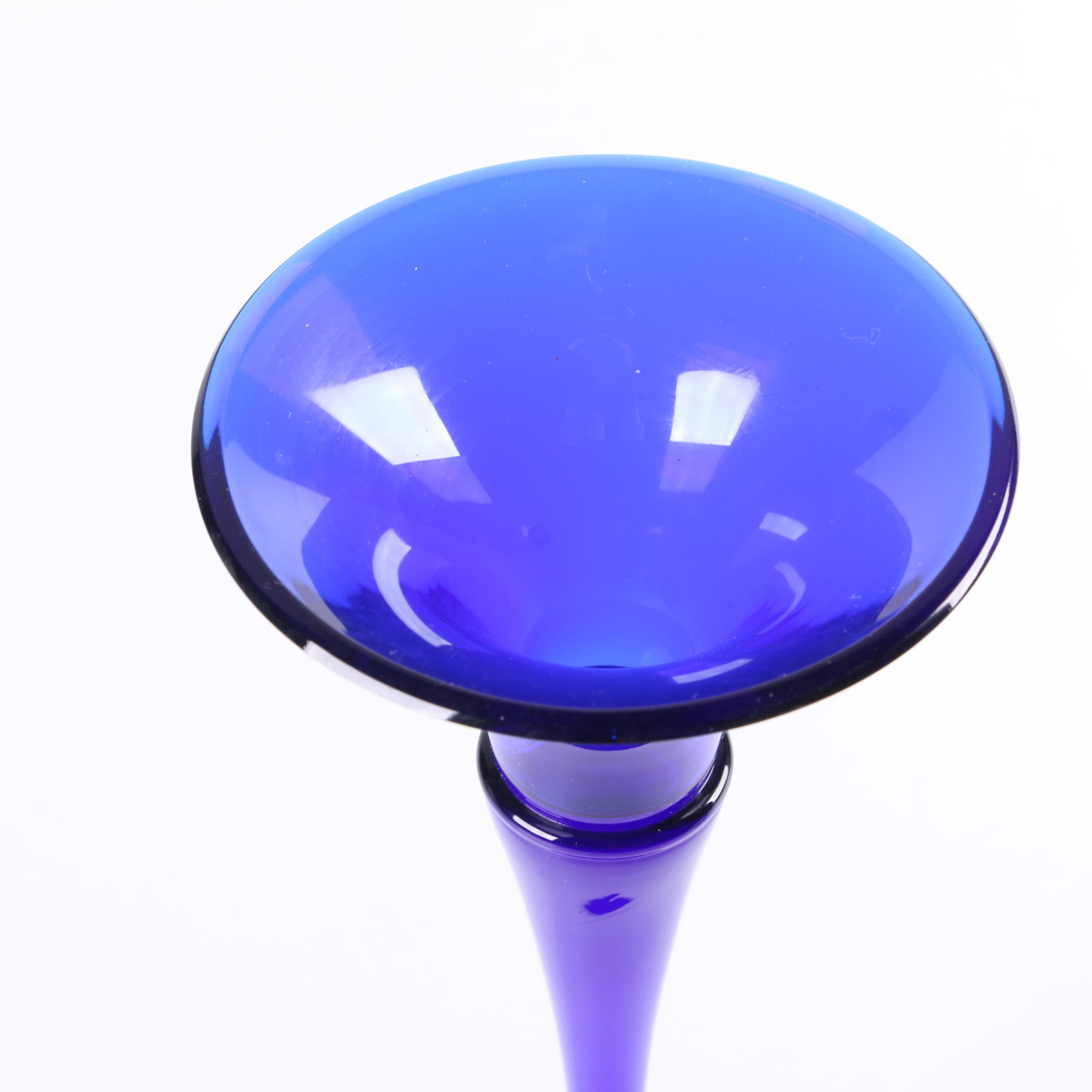 Cobalt Blue Glass Candle Holders