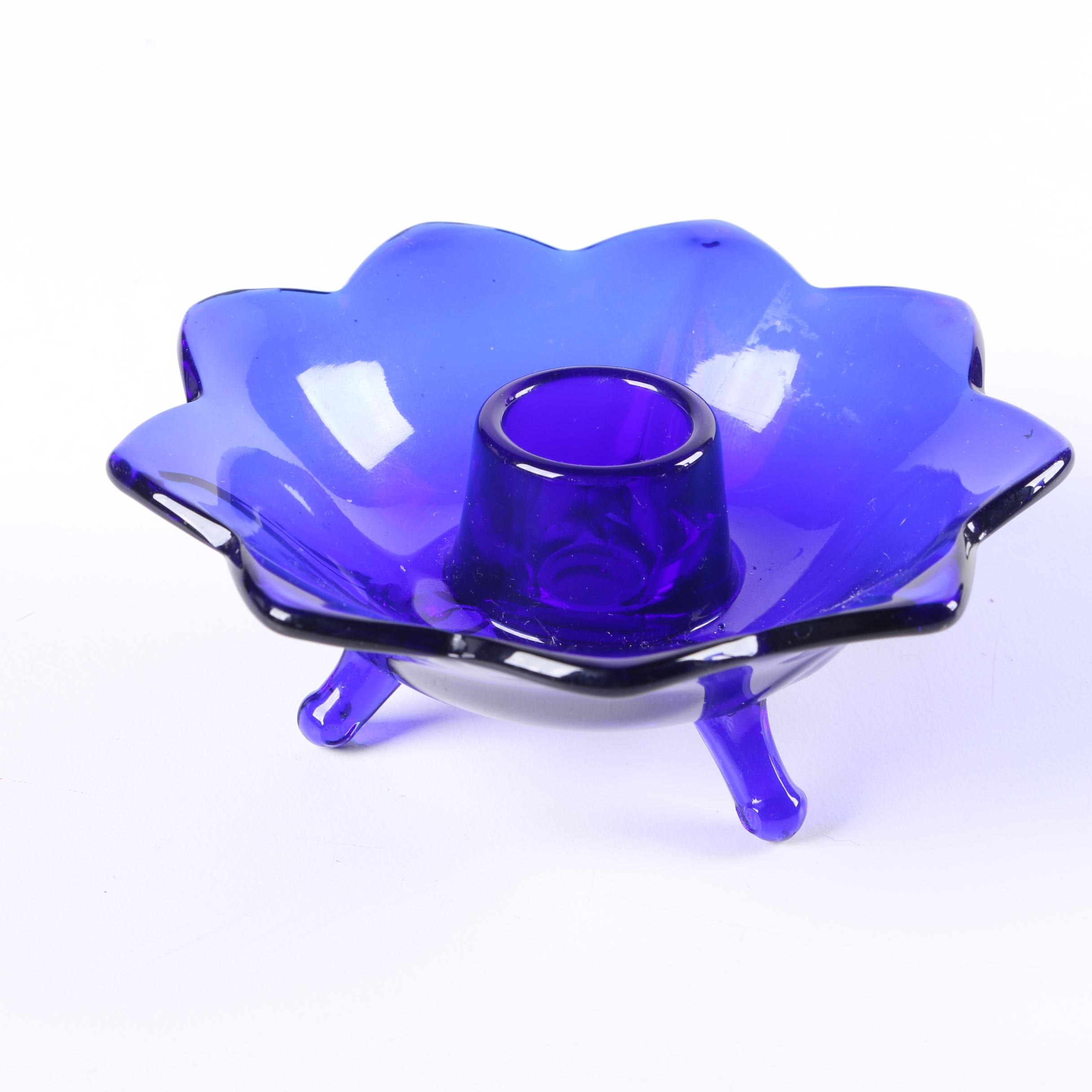 Cobalt Blue Glass Candle Holders