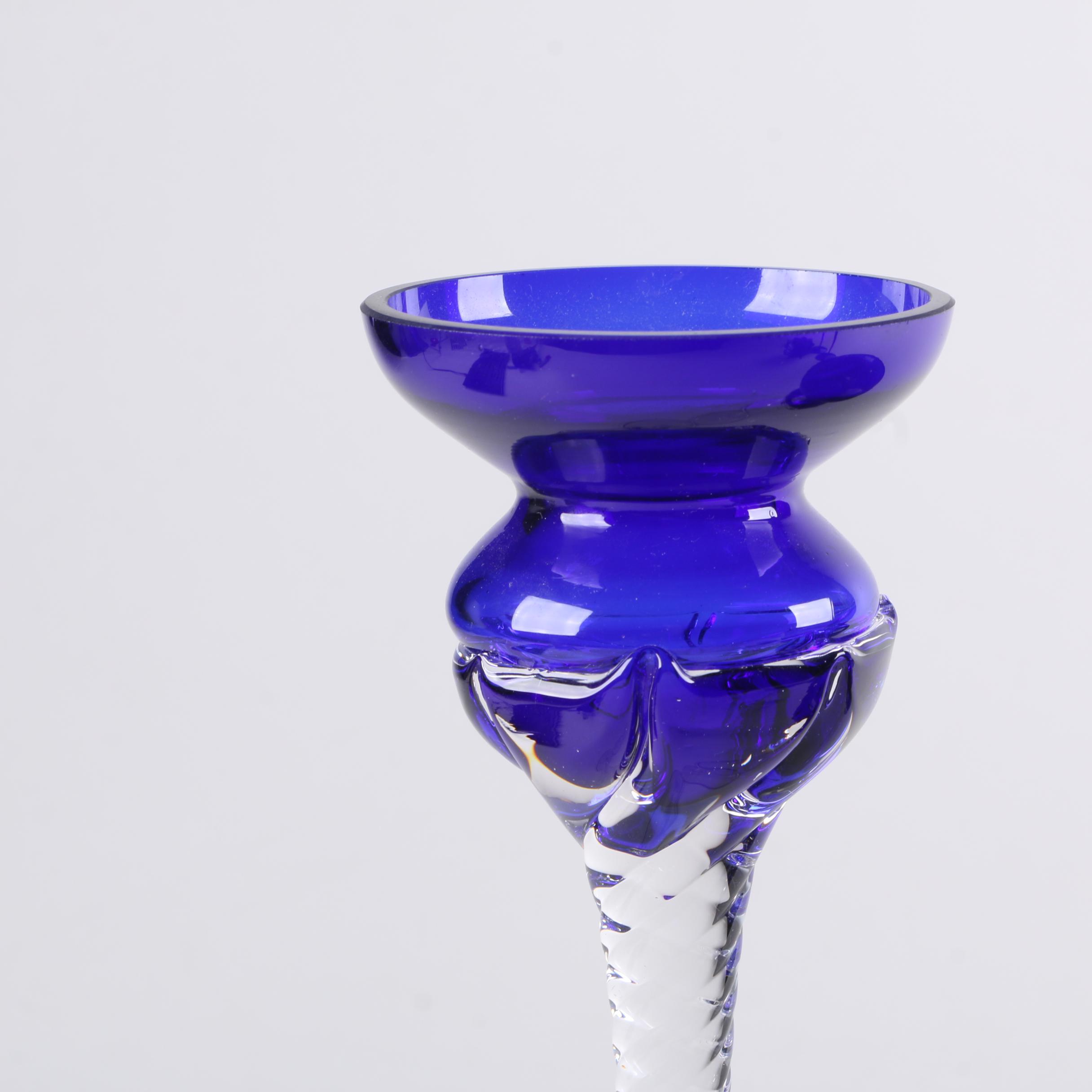 Cobalt Blue Glass Candle Holders