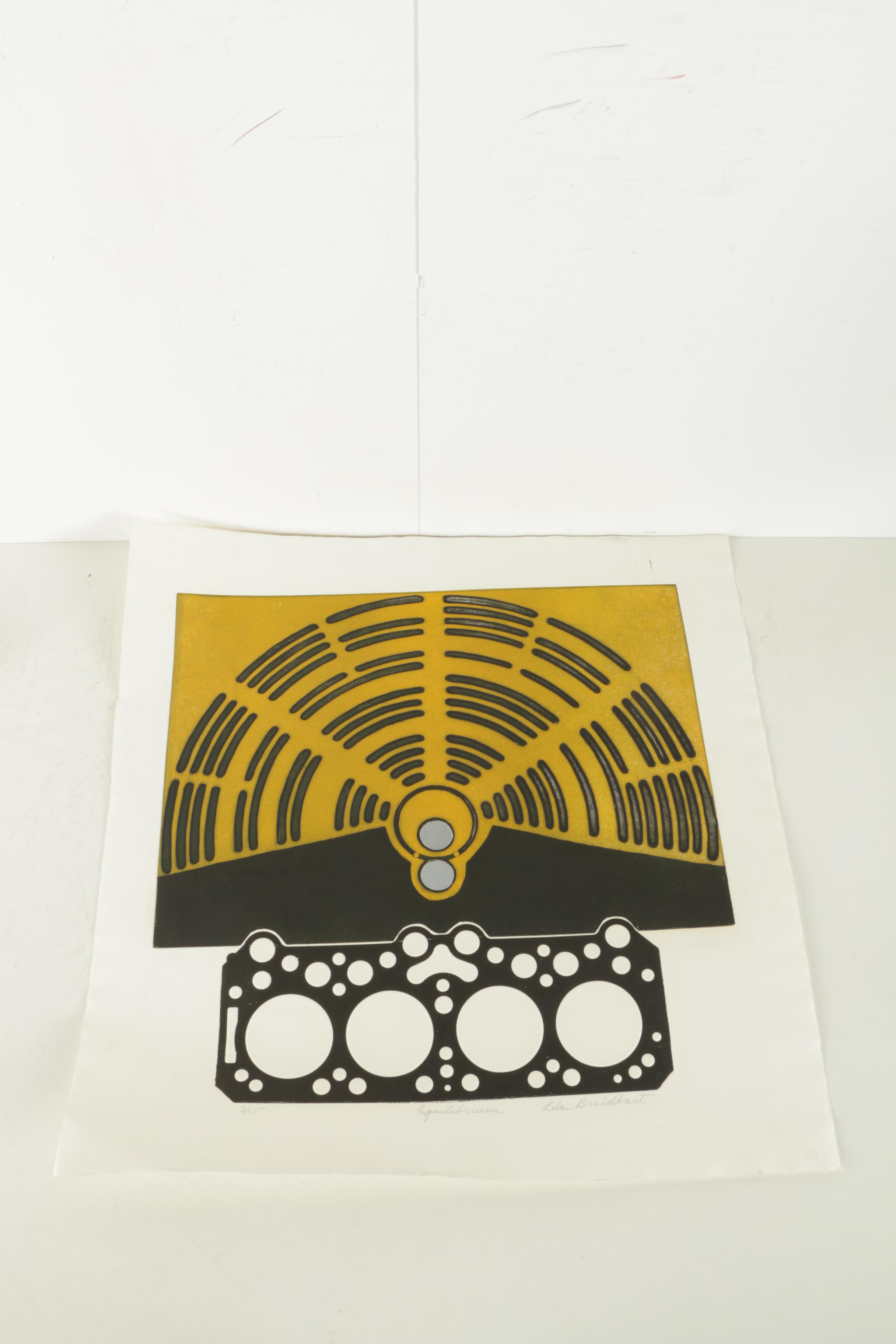 Lola Breidbart Limited Edition Etchings "Three Circles" and "Equilibrium"