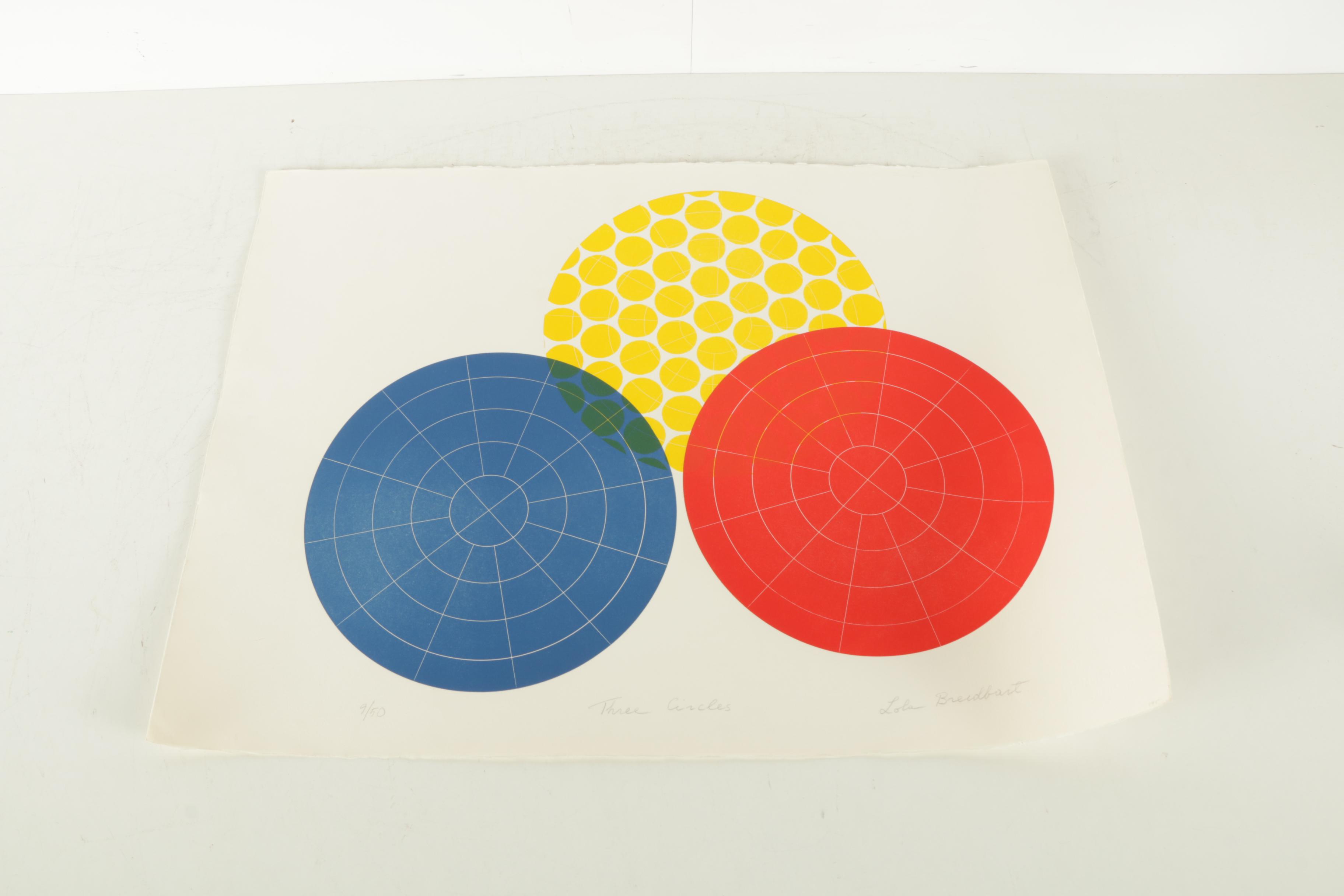 Lola Breidbart Limited Edition Etchings "Three Circles" and "Equilibrium"