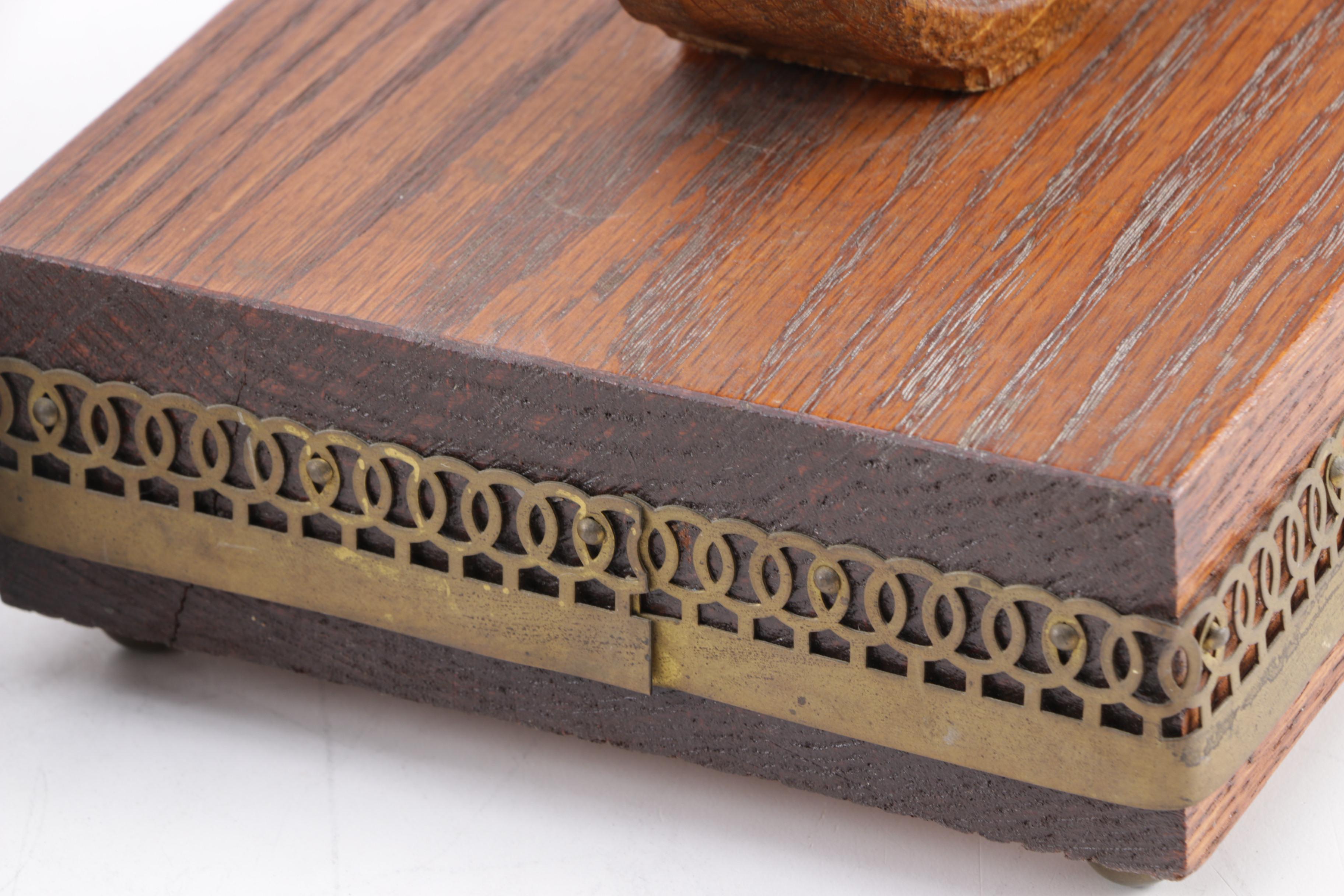 Pair of Antique Hand Carved Pecan Wood Winged Griffins