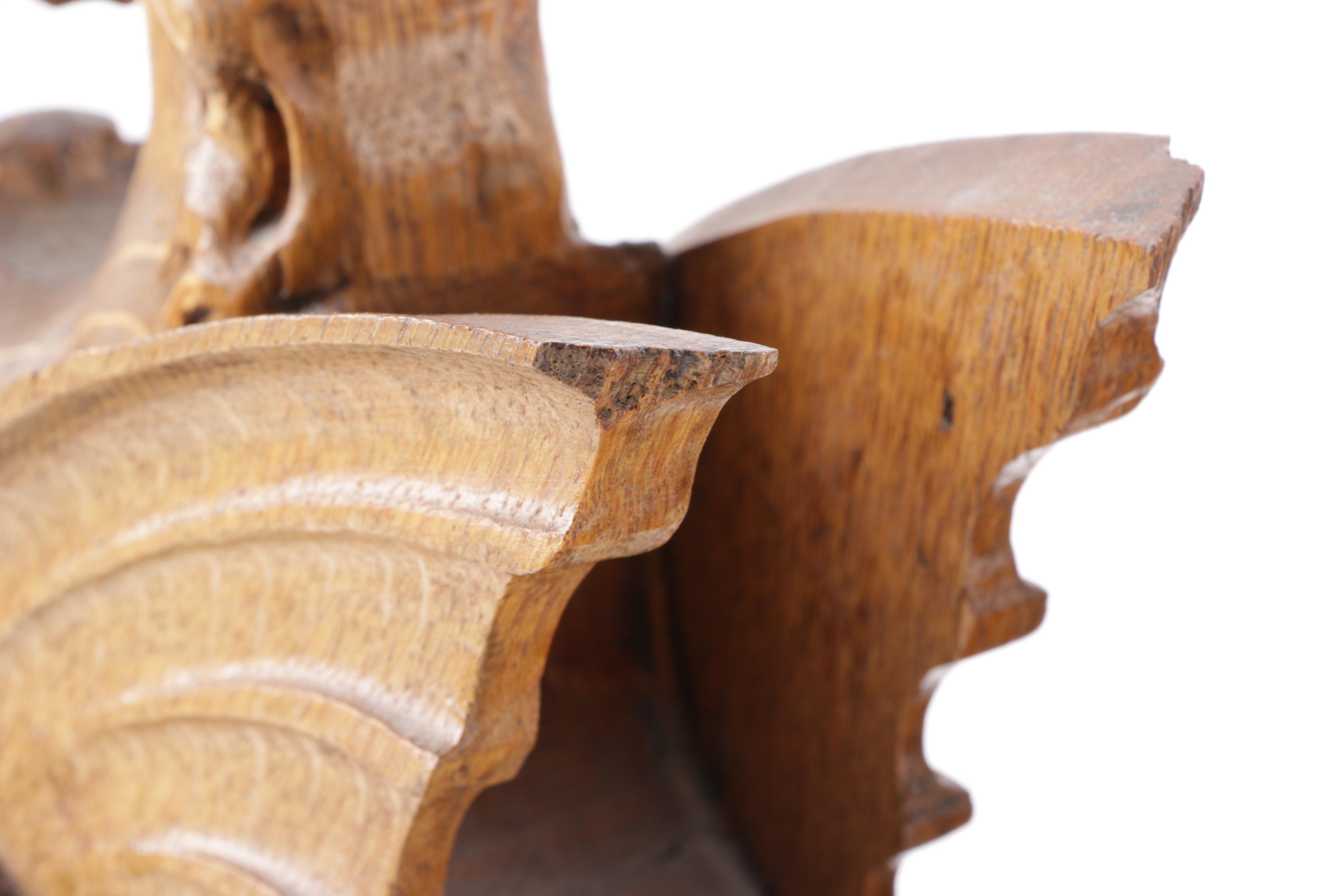 Pair of Antique Hand Carved Pecan Wood Winged Griffins