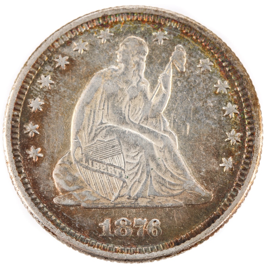 1876 Liberty Seated Silver Quarter