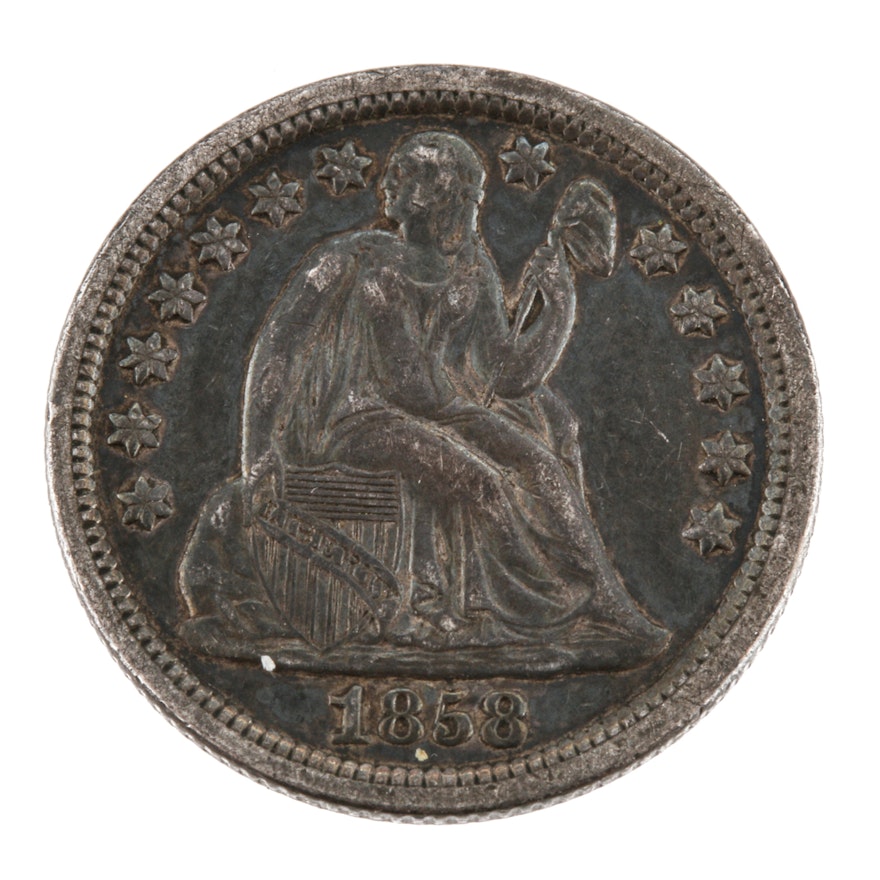 1858 Liberty Seated Silver Dime