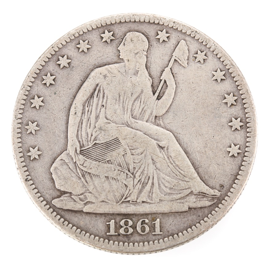 1861 O Liberty Seated Silver Half Dollar