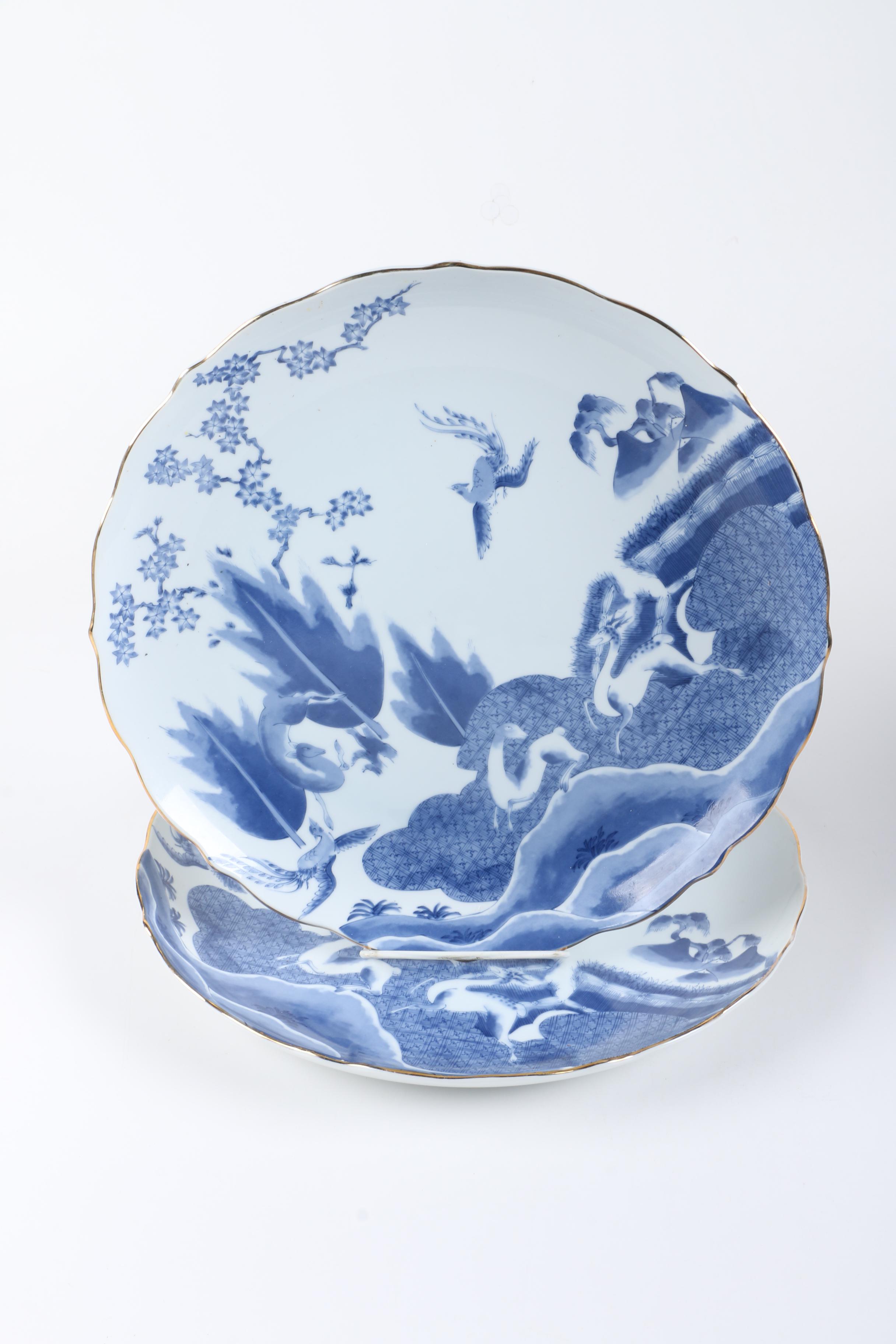 Arita Porcelain Tableware Including "Blue Chinese Quail"