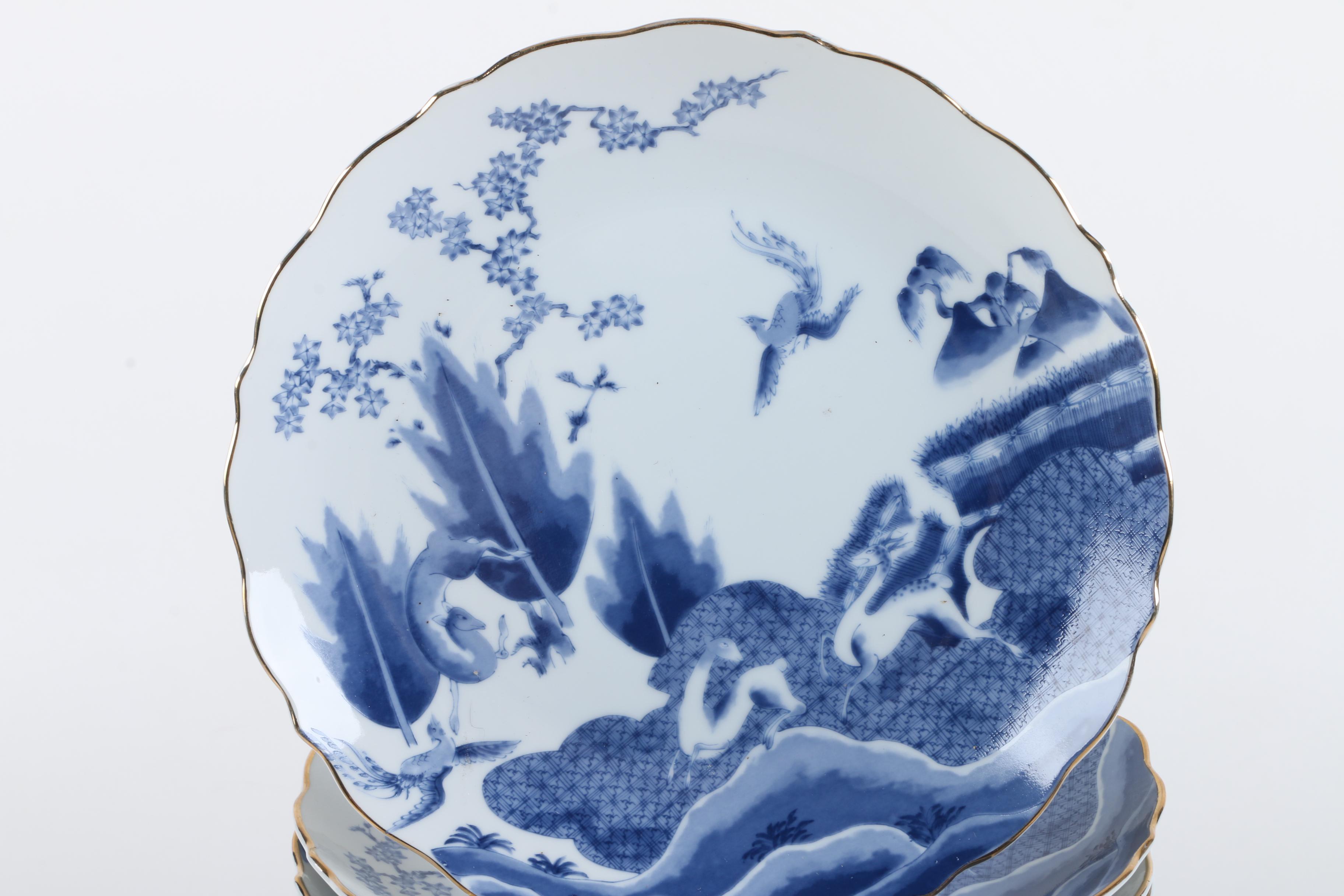 Arita Porcelain Tableware Including "Blue Chinese Quail"