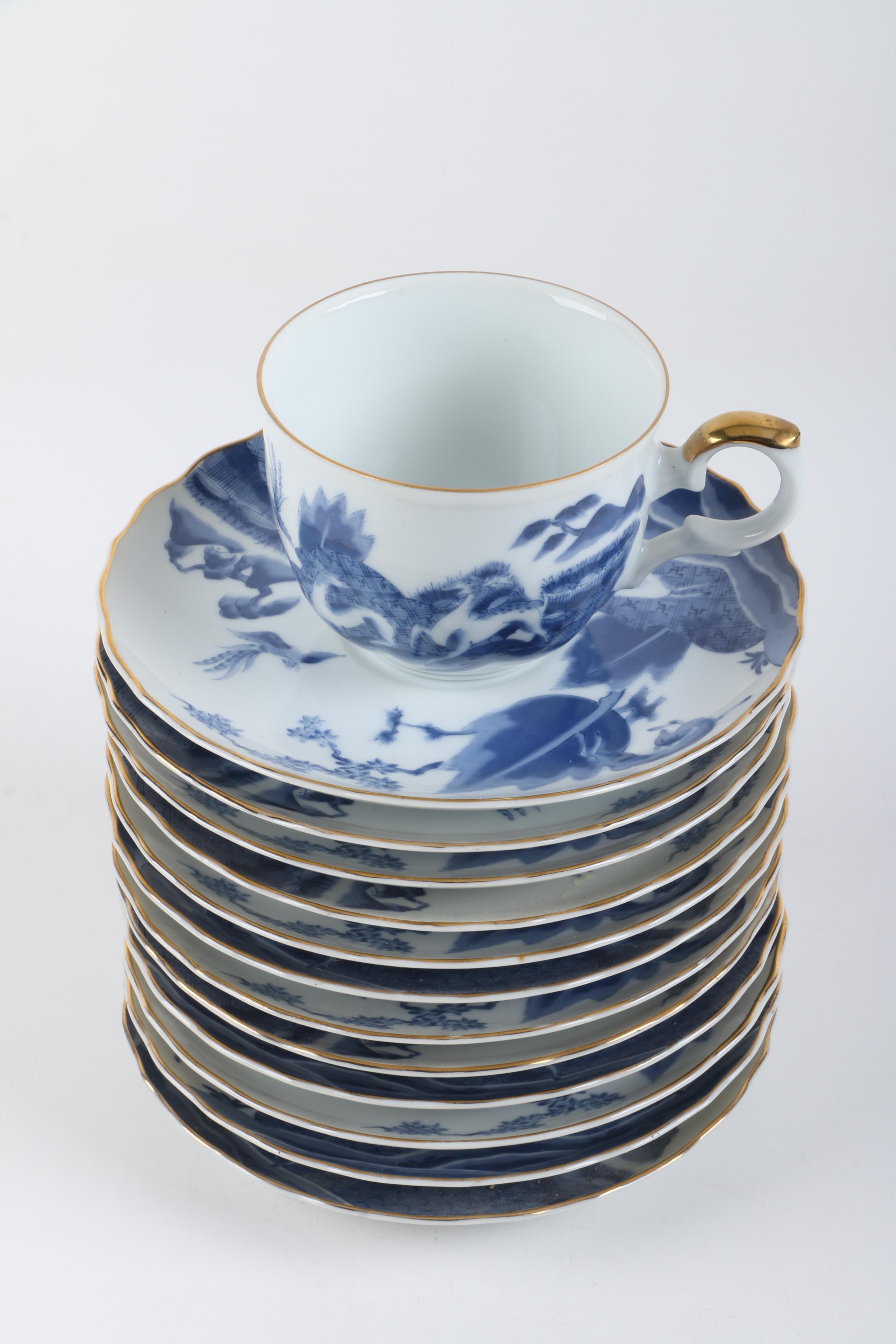 Arita Porcelain Tableware Including "Blue Chinese Quail"