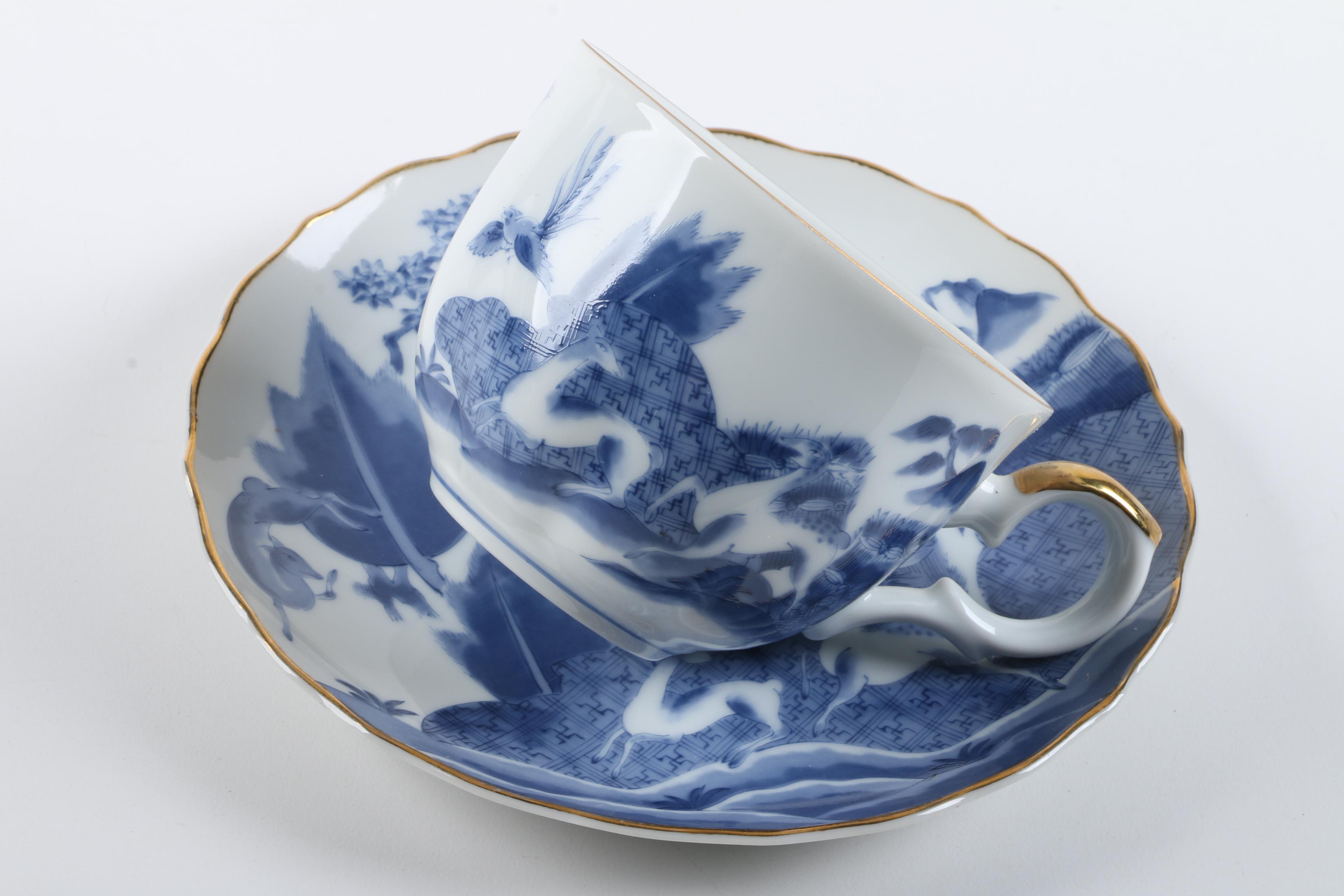 Arita Porcelain Tableware Including "Blue Chinese Quail"