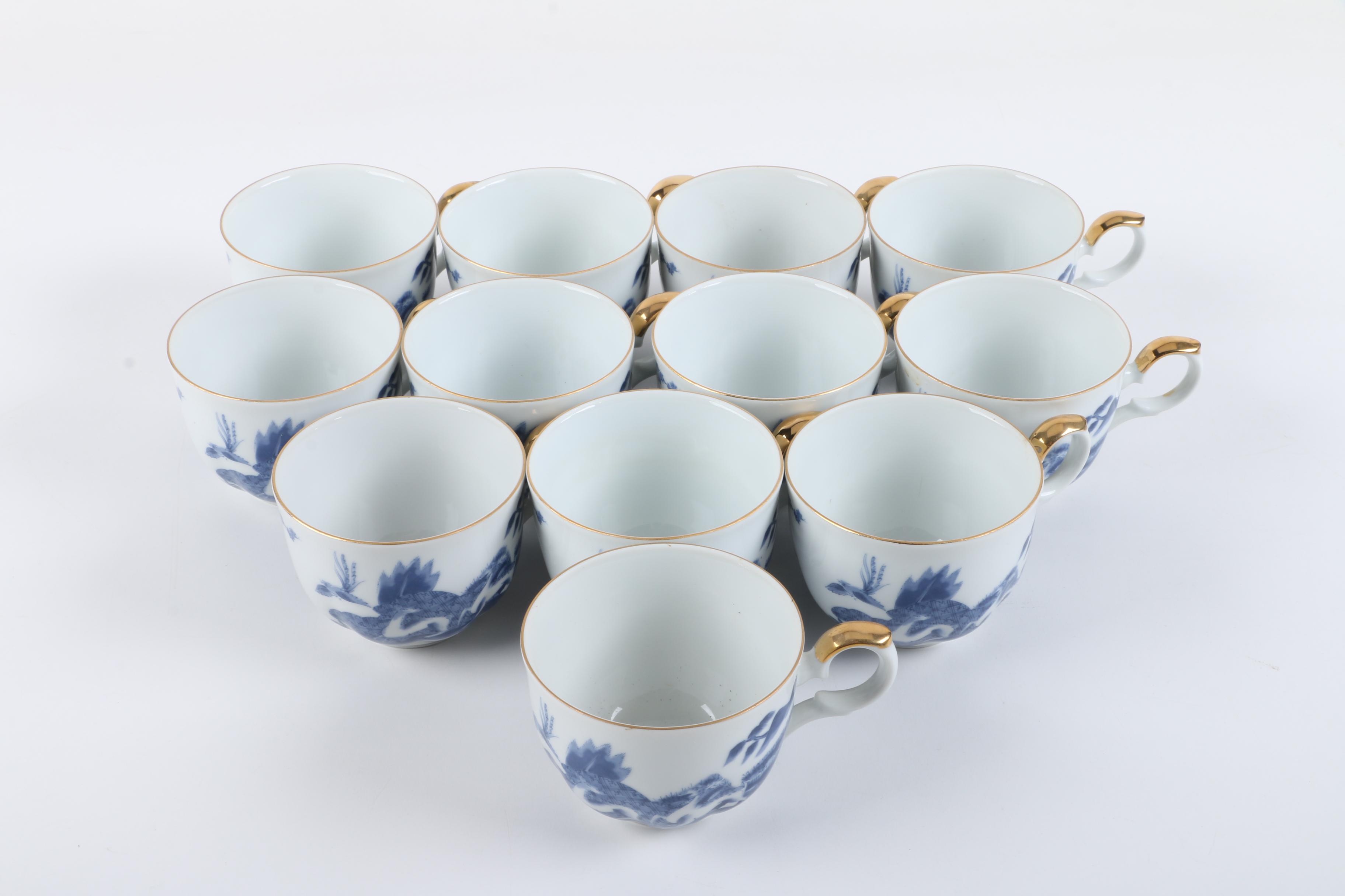 Arita Porcelain Tableware Including "Blue Chinese Quail"