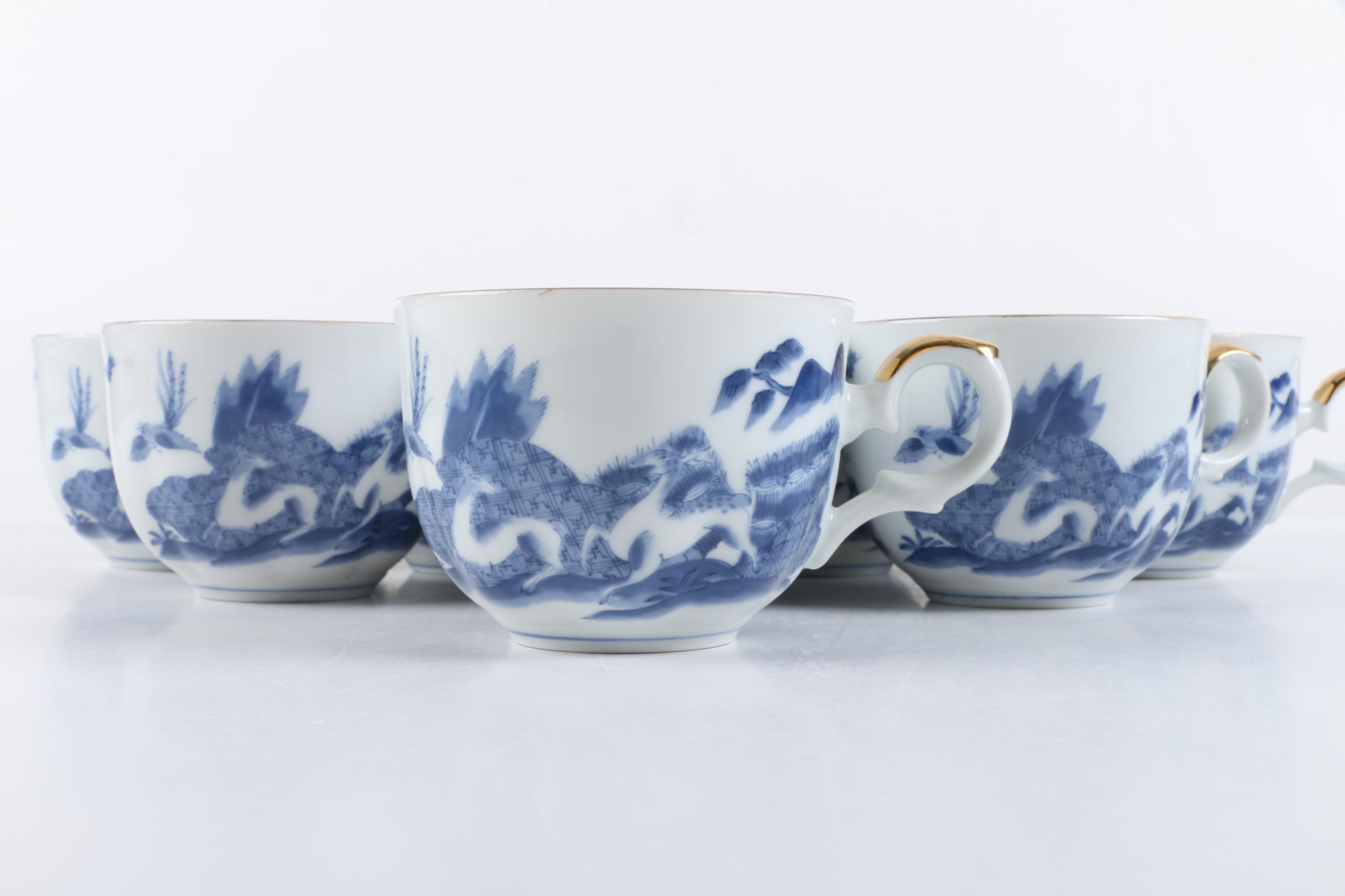 Arita Porcelain Tableware Including "Blue Chinese Quail"