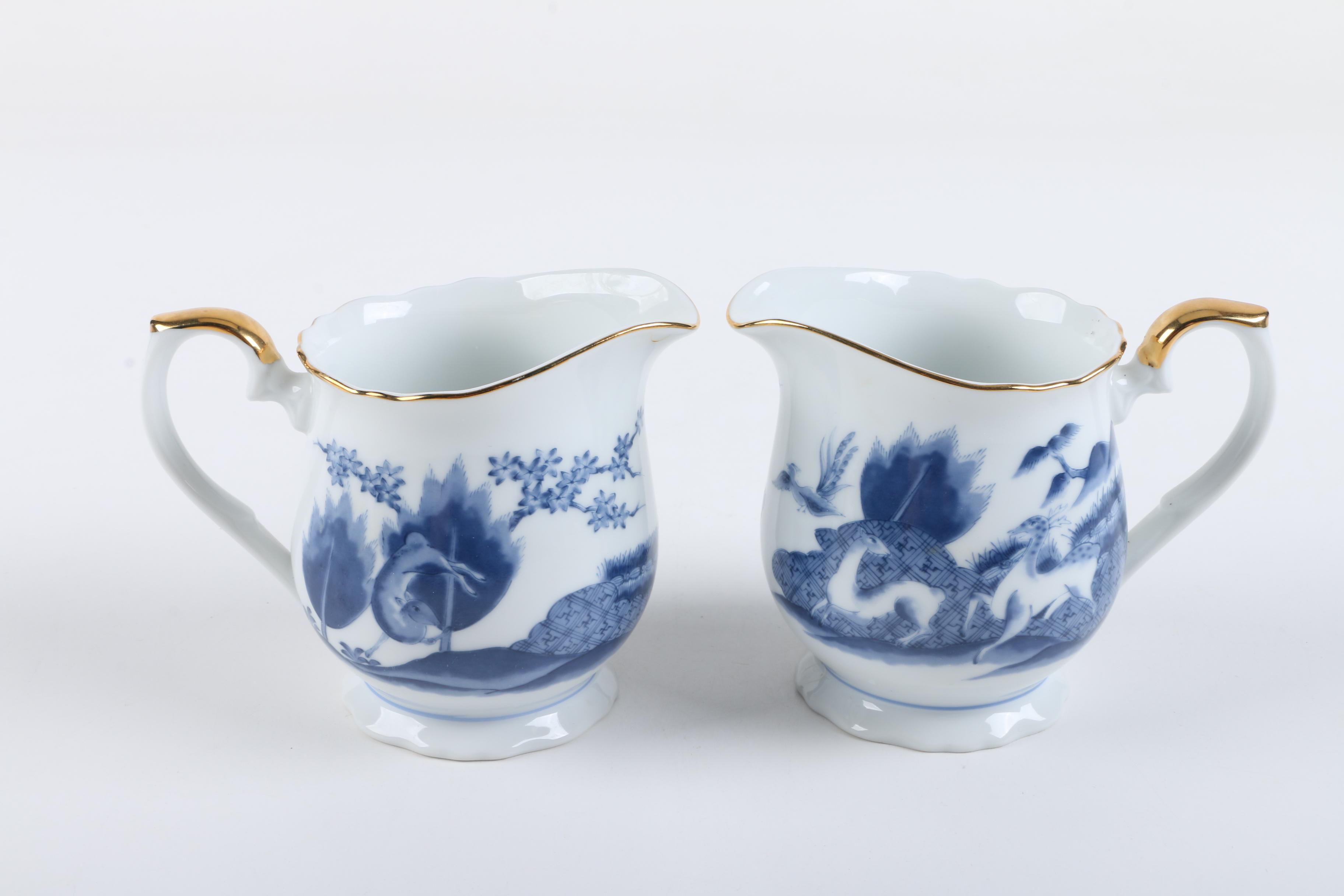 Arita Porcelain Tableware Including "Blue Chinese Quail"