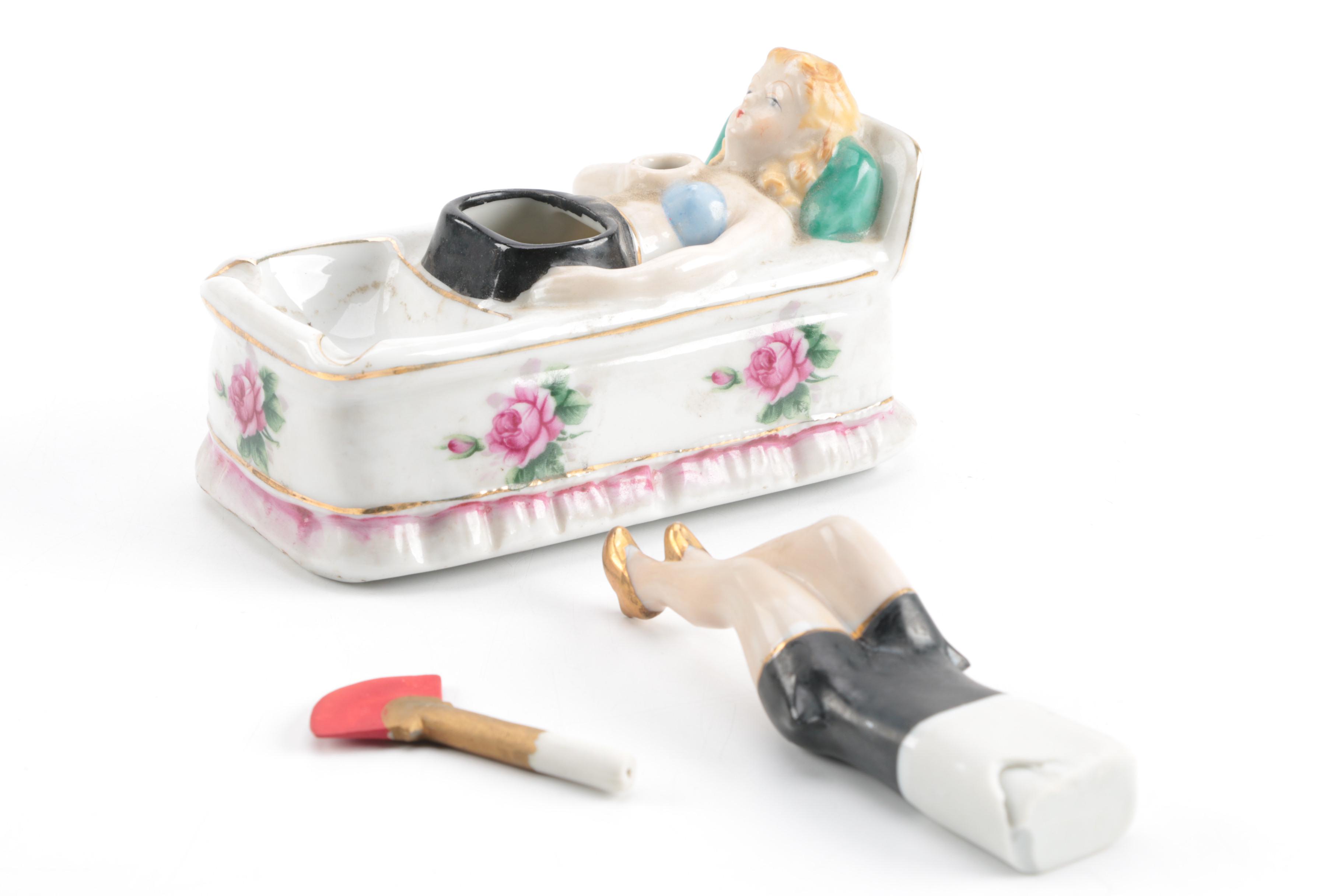 Rosenthal Netter Bookends, Figural Ash Receiver and Figurine