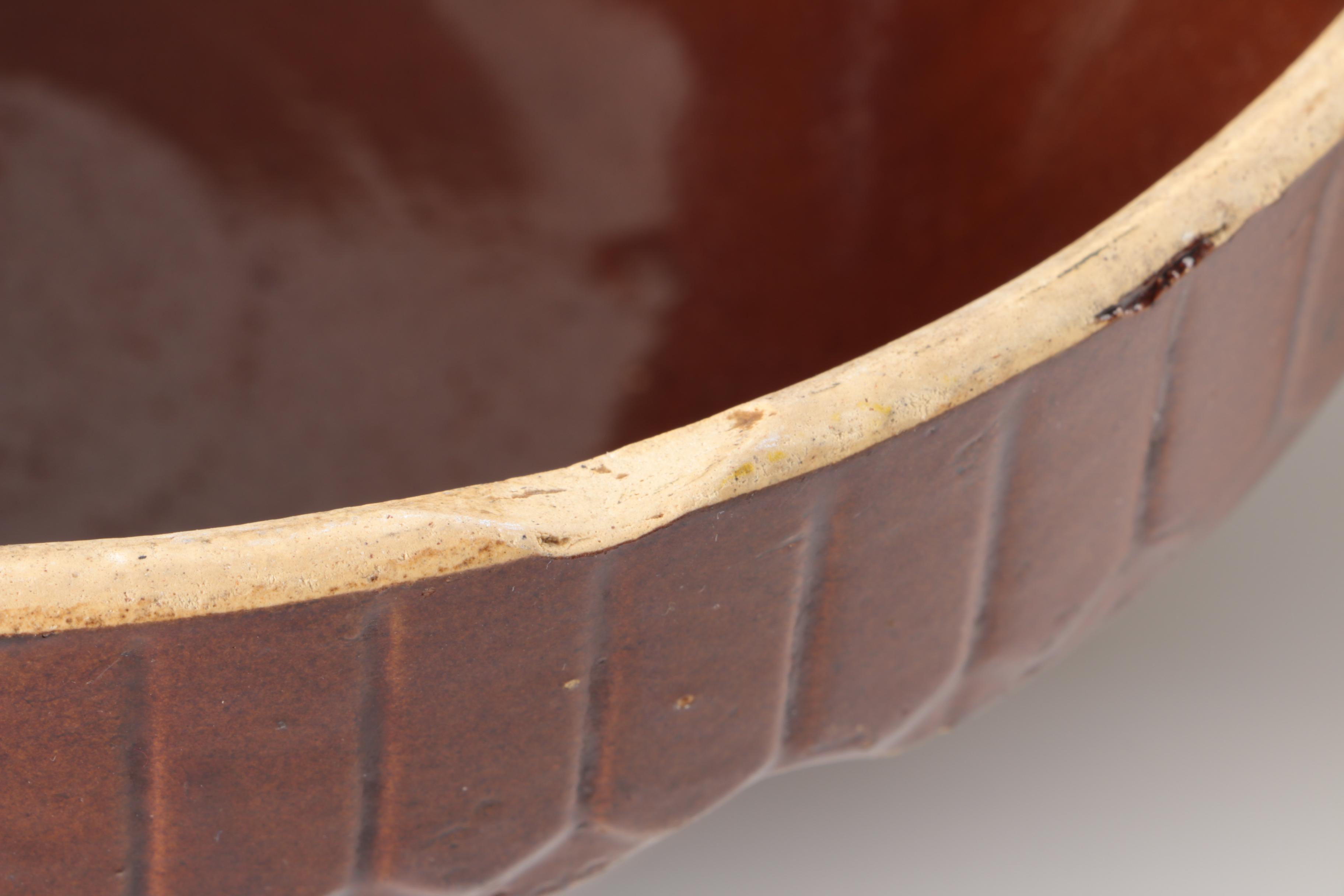 Vintage Ruckell's "Picket Fence" Stoneware Mixing Bowls