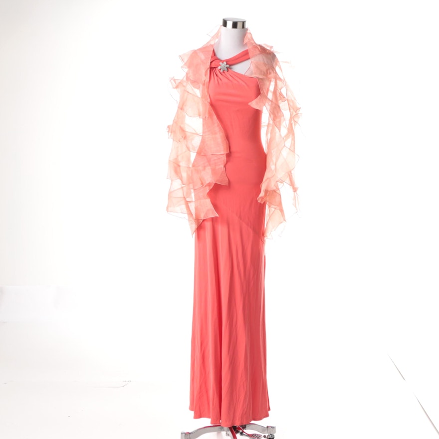 Nicole Bakti Gown with Chiffon Shawl