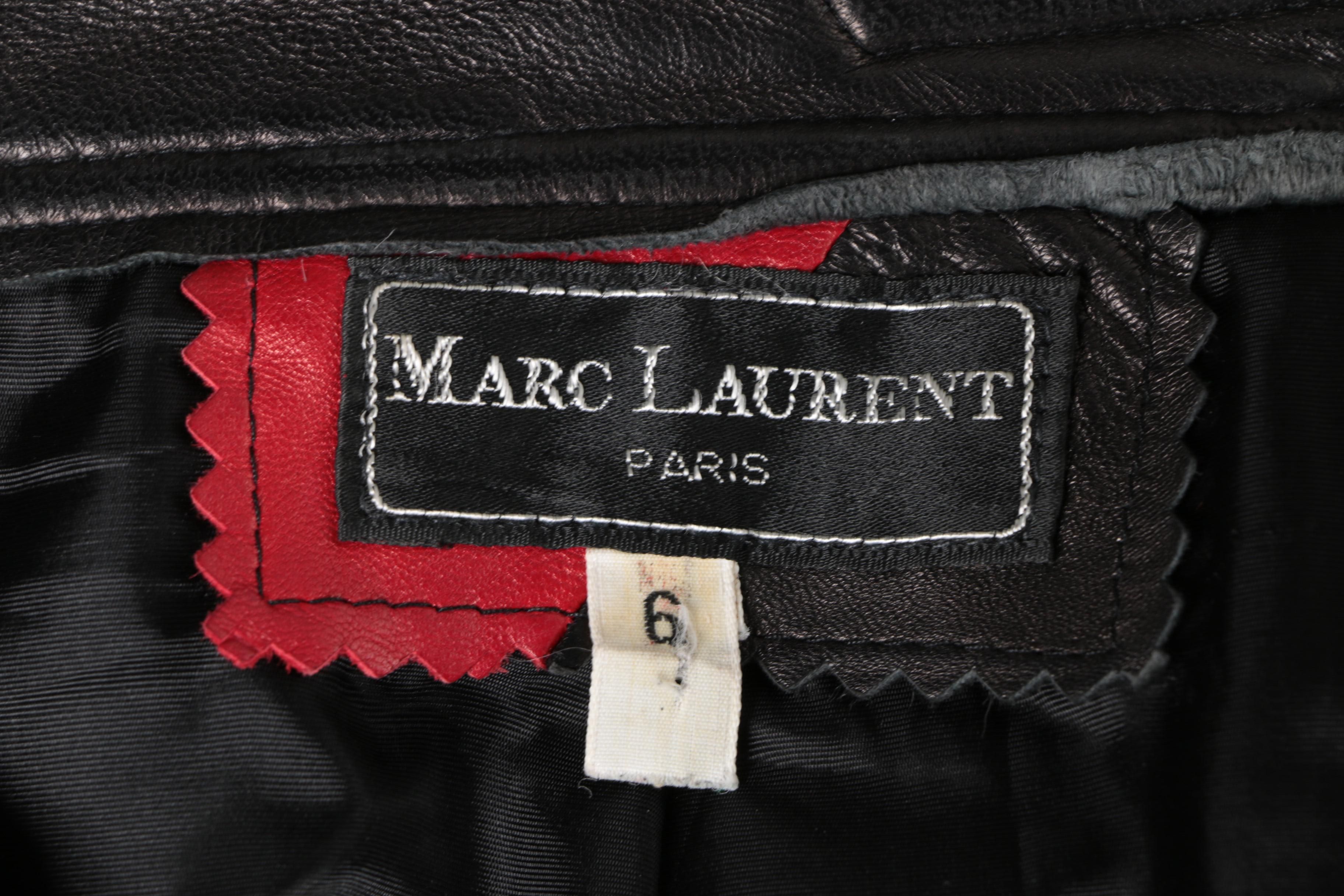 1980s Vintage Marc Laurent Black Leather High Waist Pants