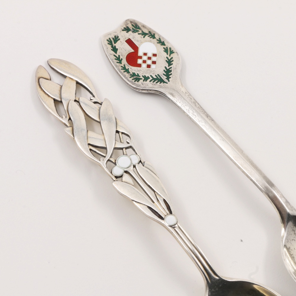 Two Danish Anton Michelsen Sterling Silver Annual Christmas Spoons