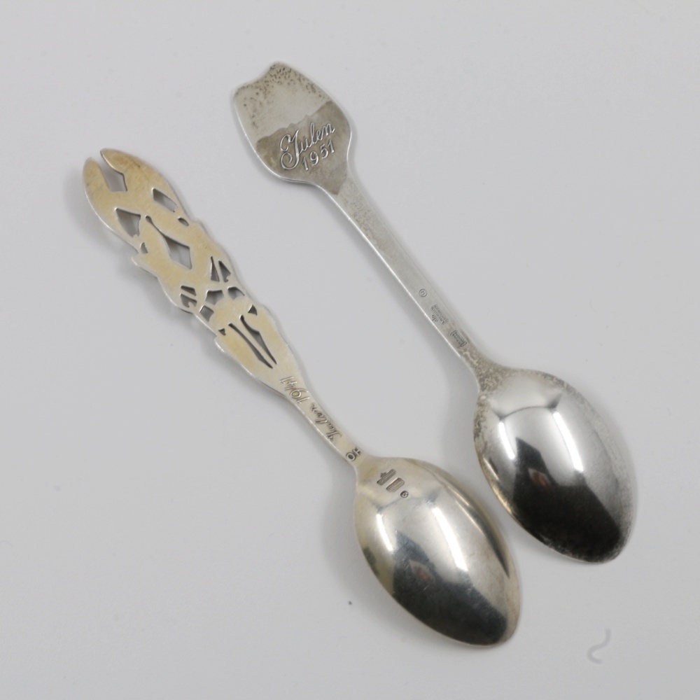 Two Danish Anton Michelsen Sterling Silver Annual Christmas Spoons