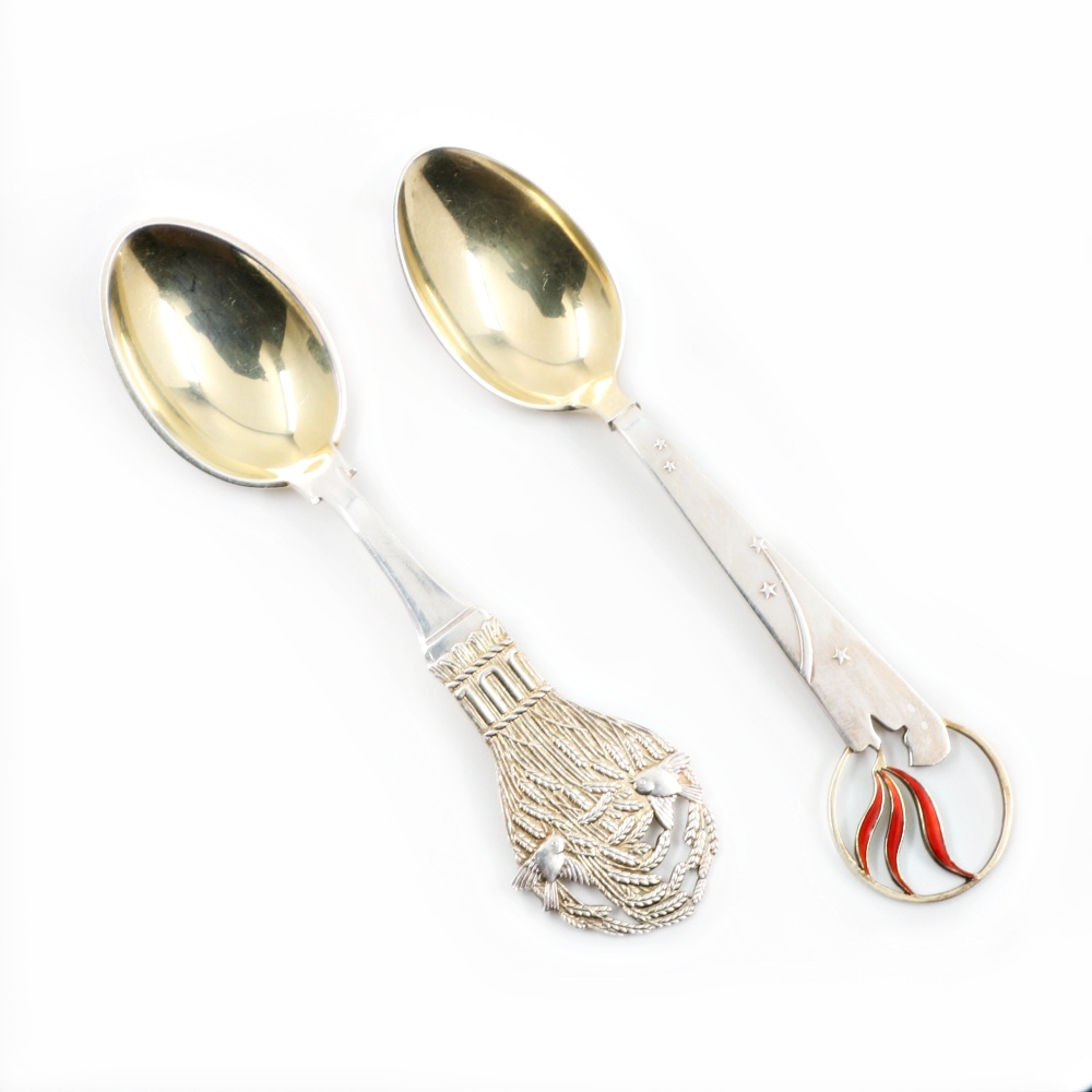 Two Danish Anton Michelsen Sterling Silver Annual Christmas Spoons