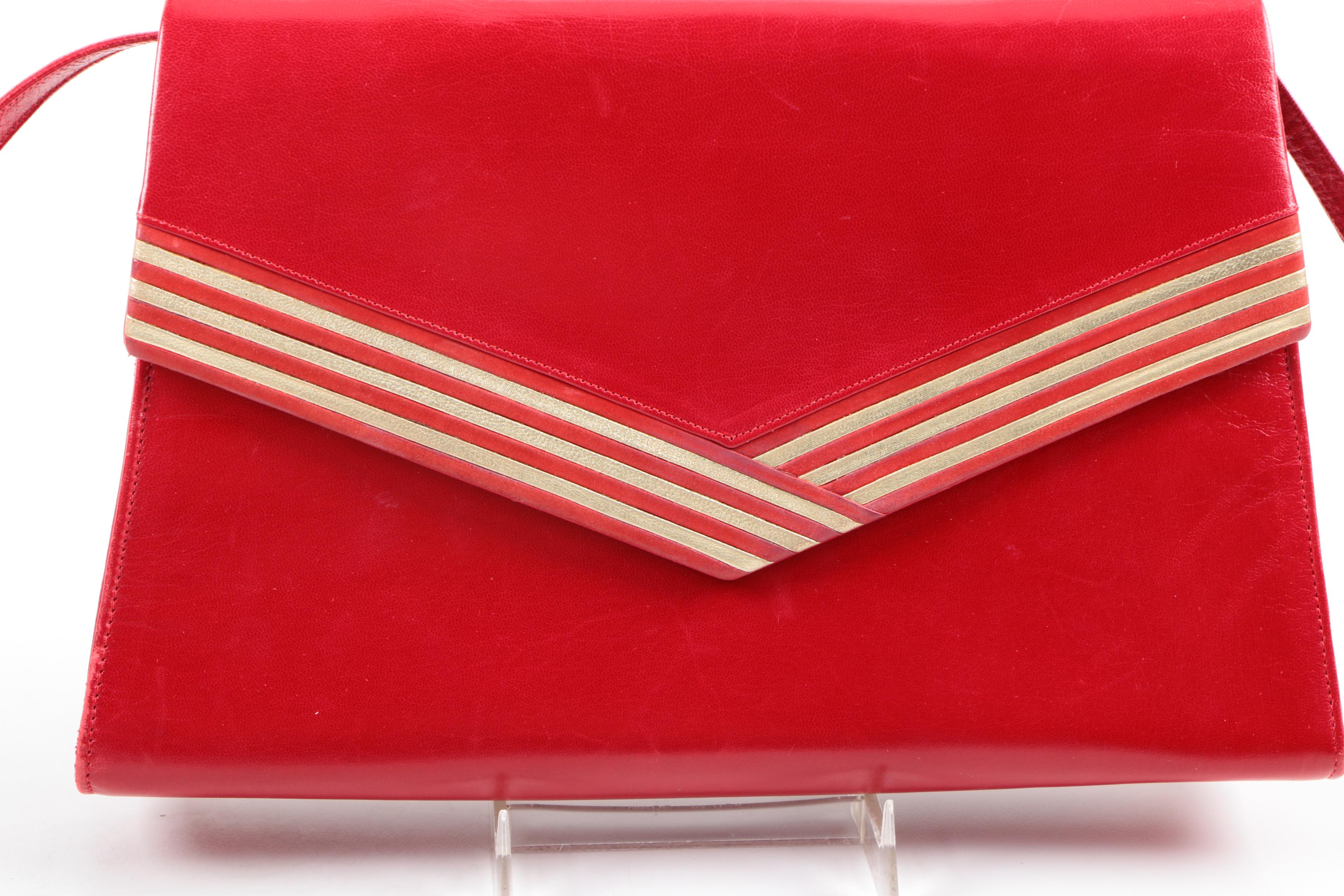 Vintage Bally Red Leather Crossbody Bag