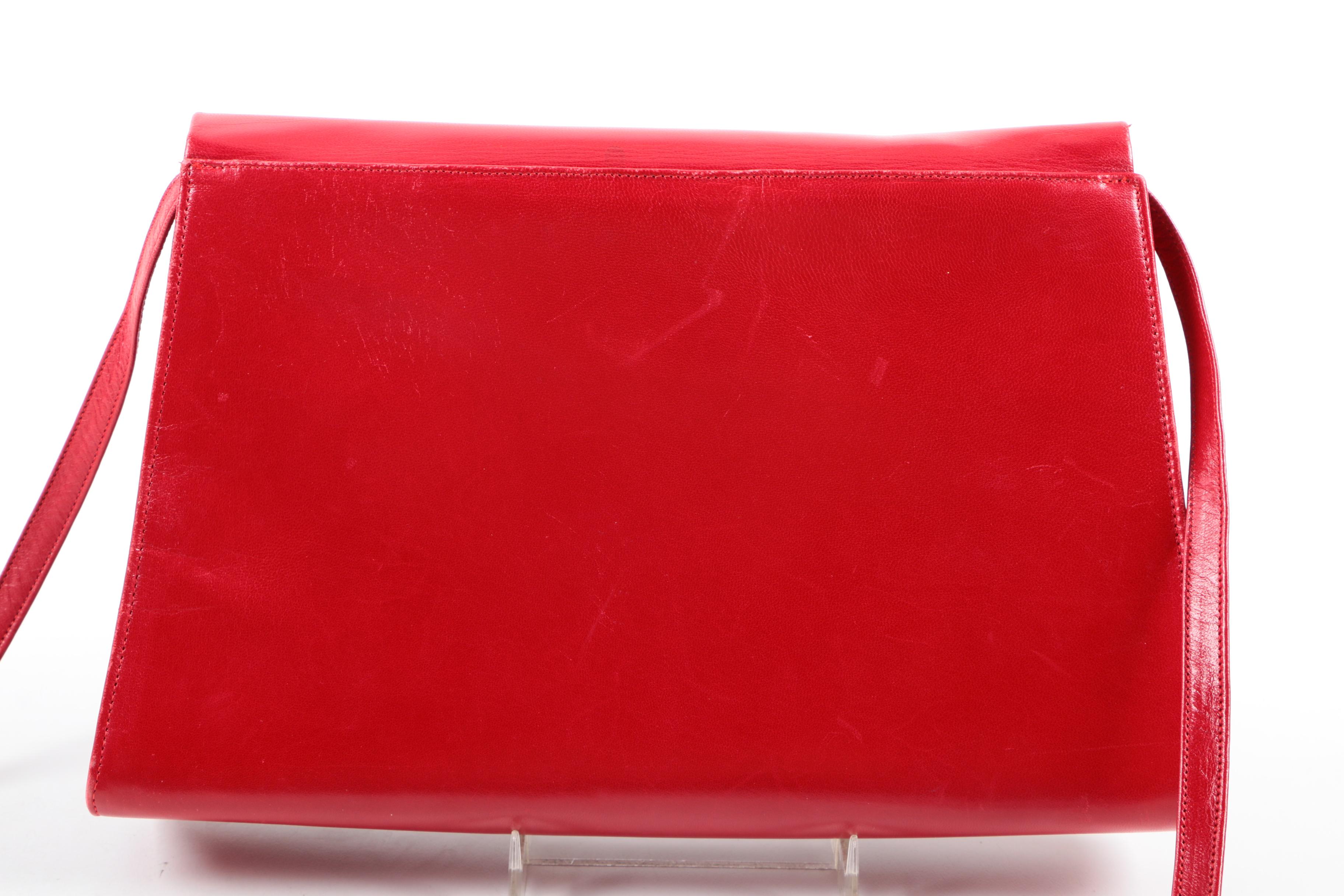 Vintage Bally Red Leather Crossbody Bag