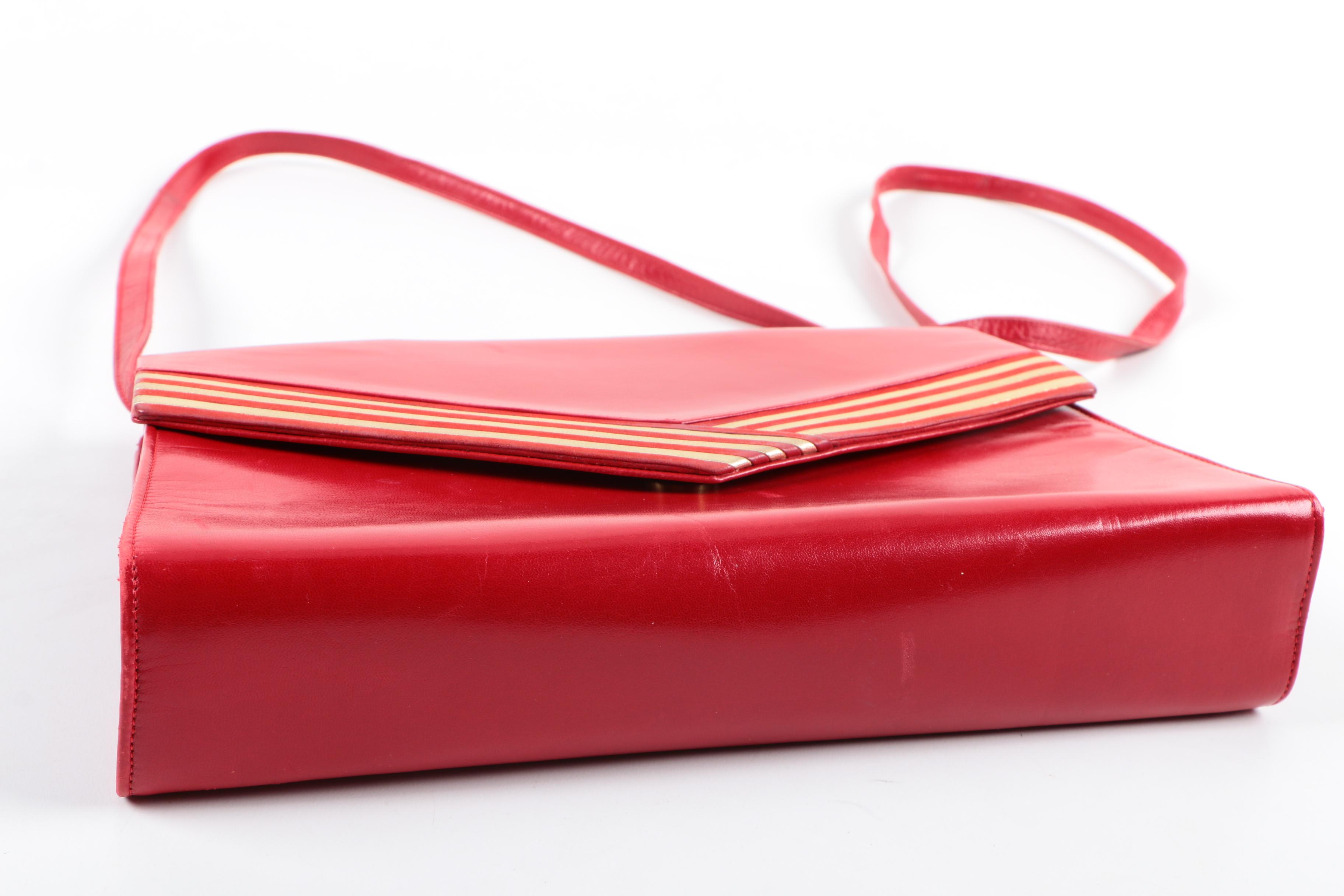 Vintage Bally Red Leather Crossbody Bag