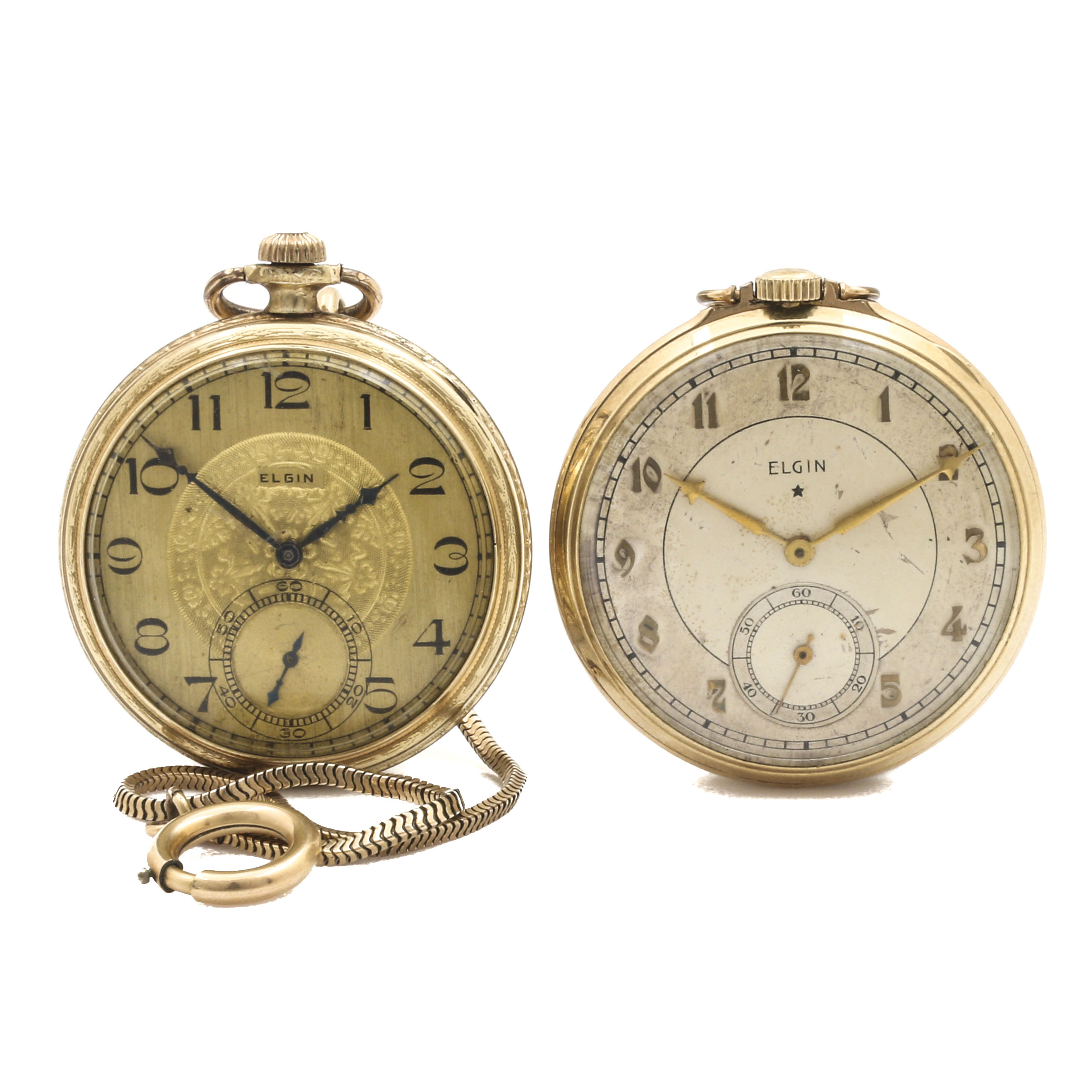 Pair of Vintage Elgin Open Face Pocket Watches