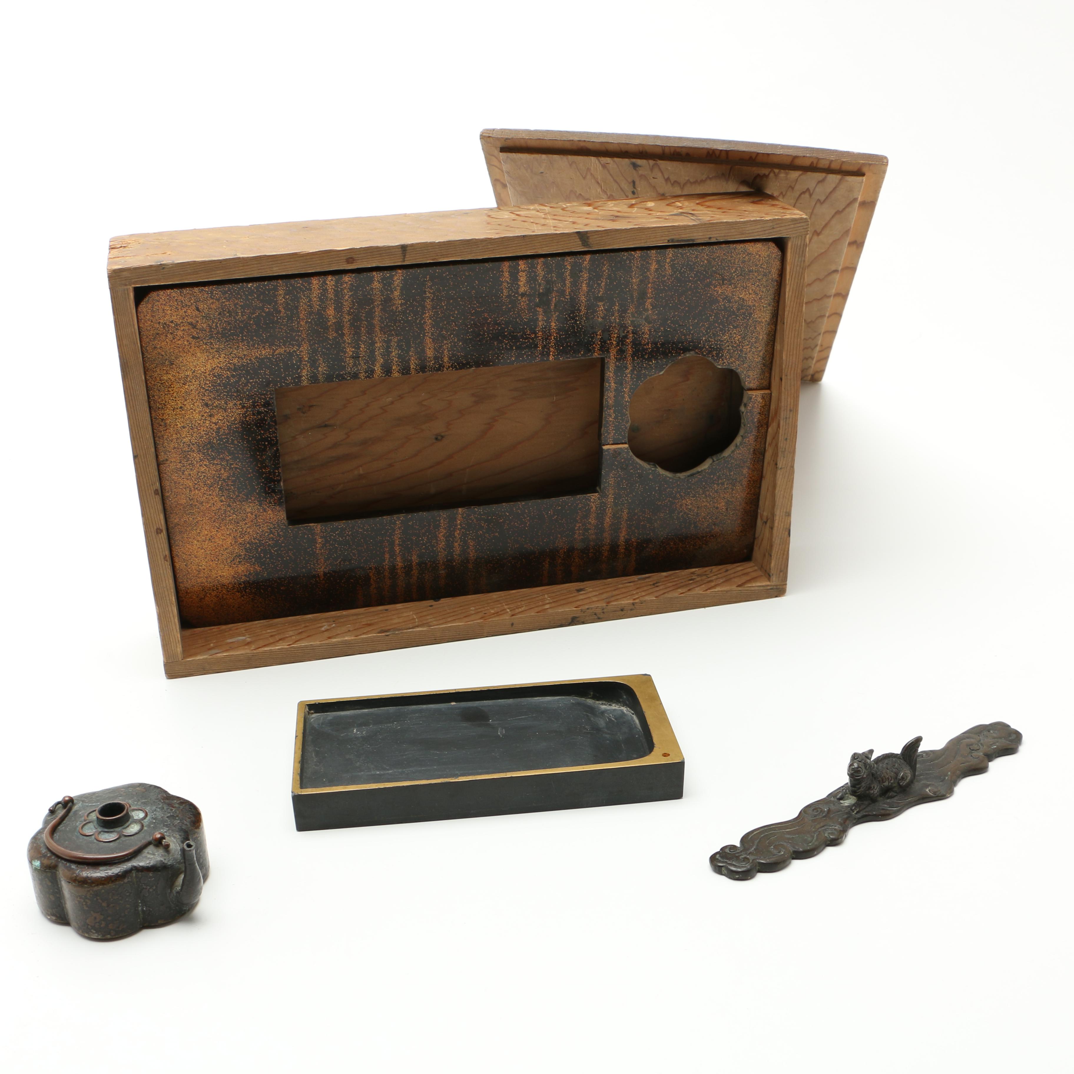 Antique Japanese Bronze Calligraphy Set