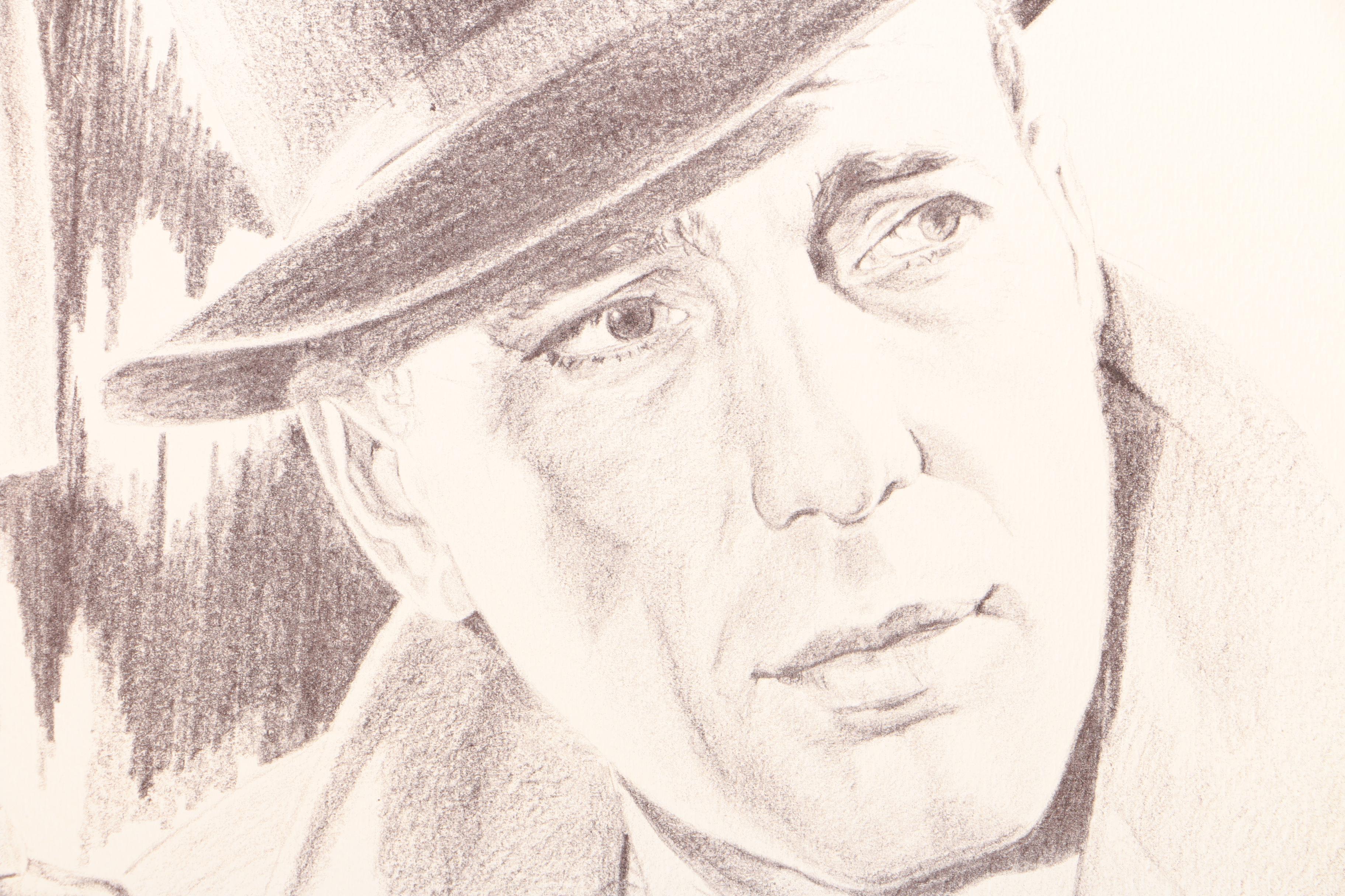 Vintage Half Tone Prints Drawings of Marilyn Monroe and Humphrey Bogart