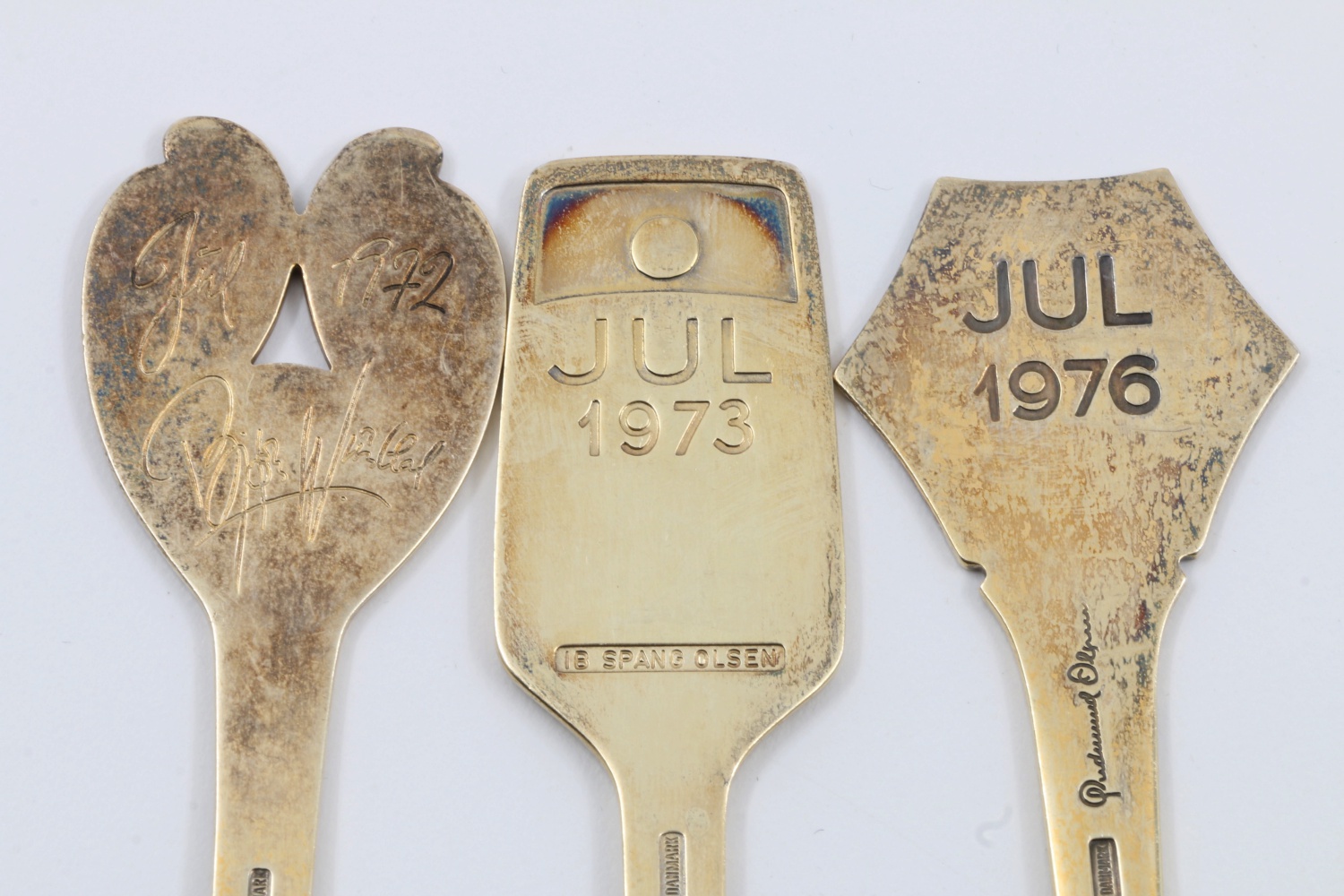 Danish Anton Michelsen Sterling Silver Christmas Enameled Spoons and Forks