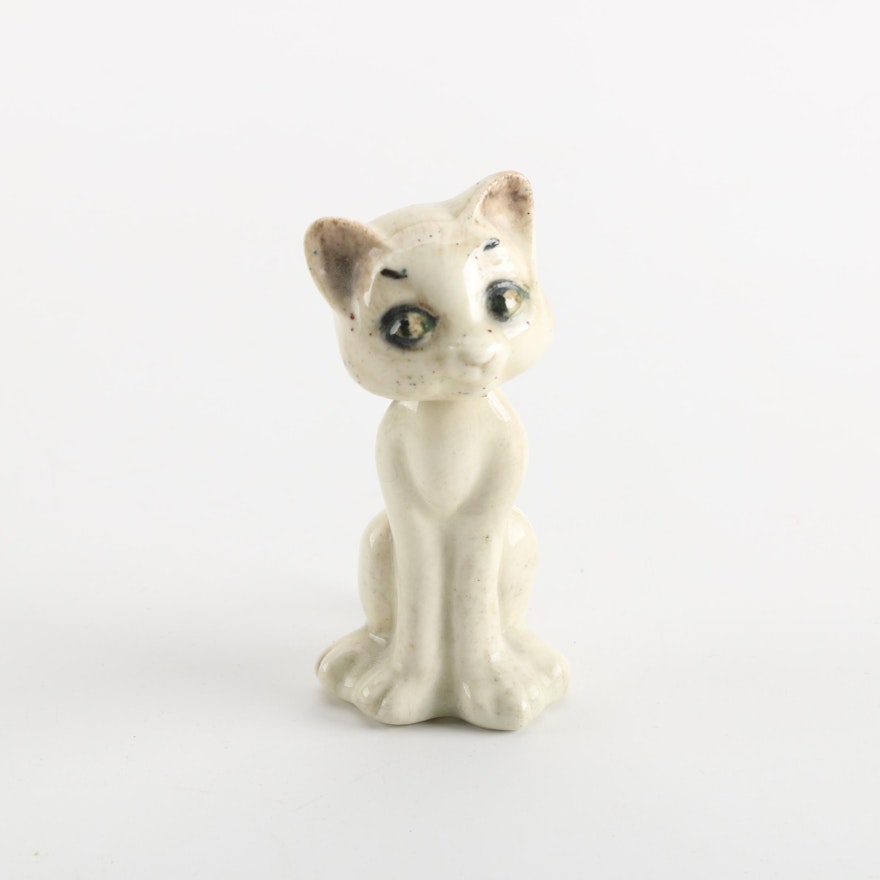 Vintage Ceramic Cat Bobblehead