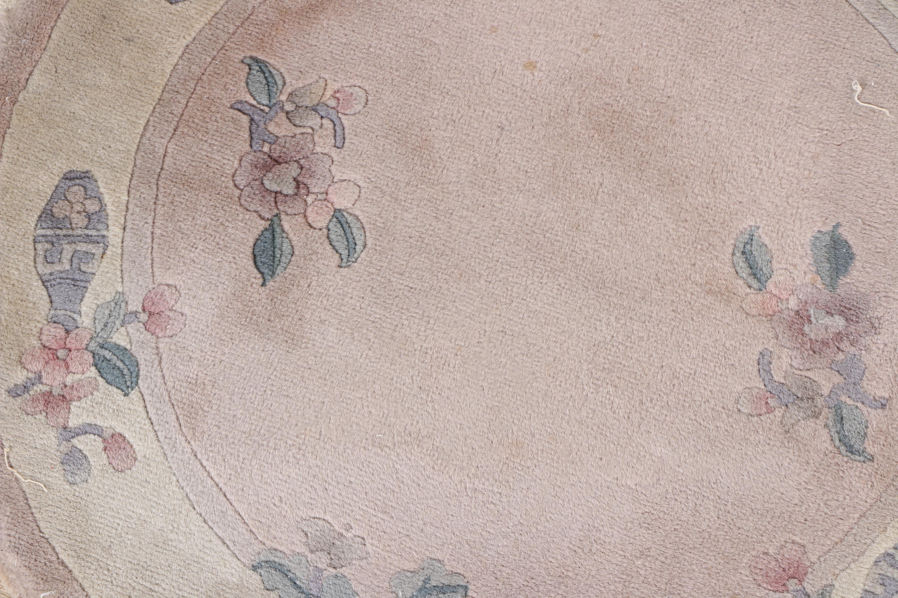 Hand-Knotted and Carved Chinese "Serenity" Round Rug