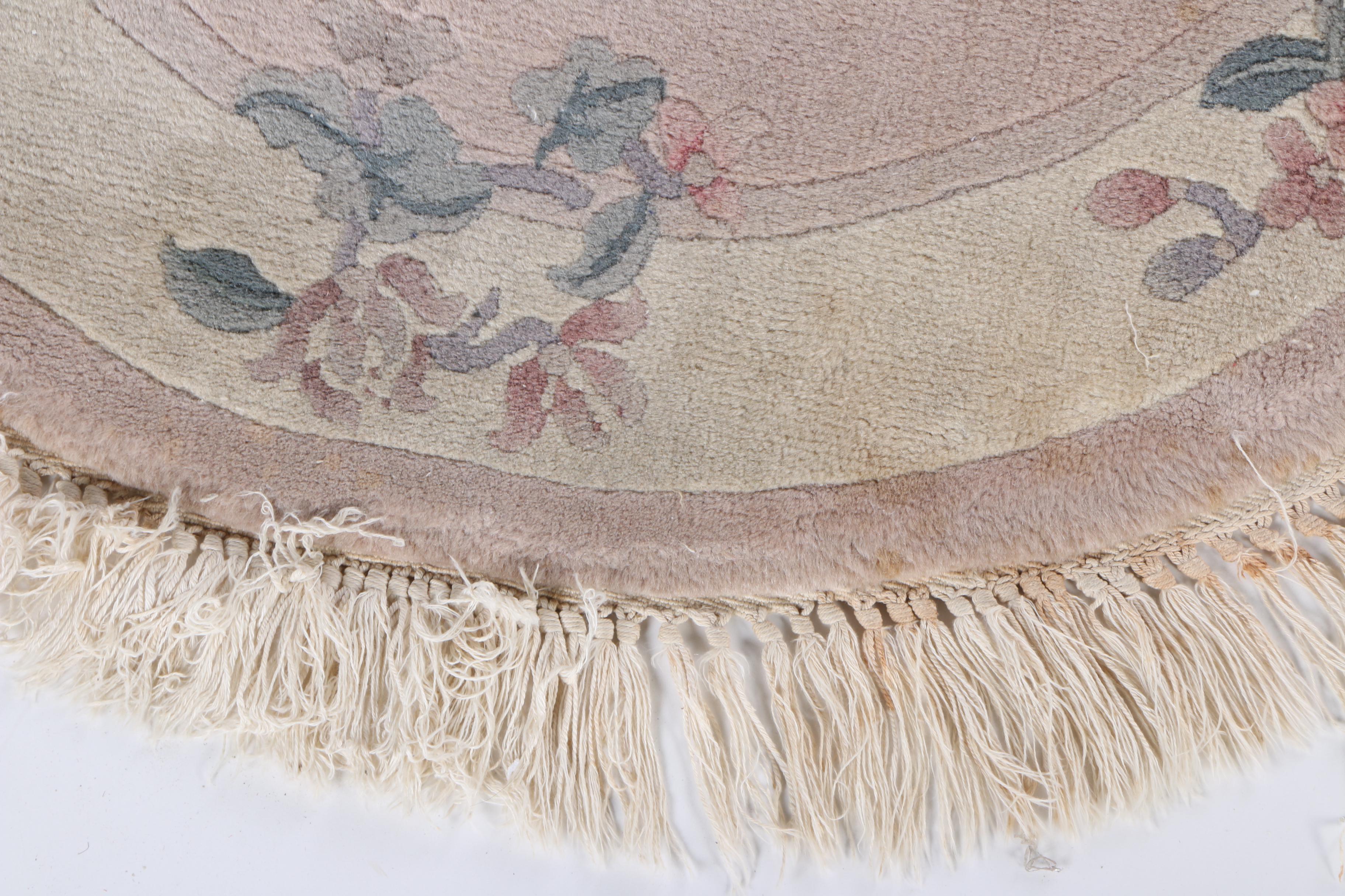 Hand-Knotted and Carved Chinese "Serenity" Round Rug