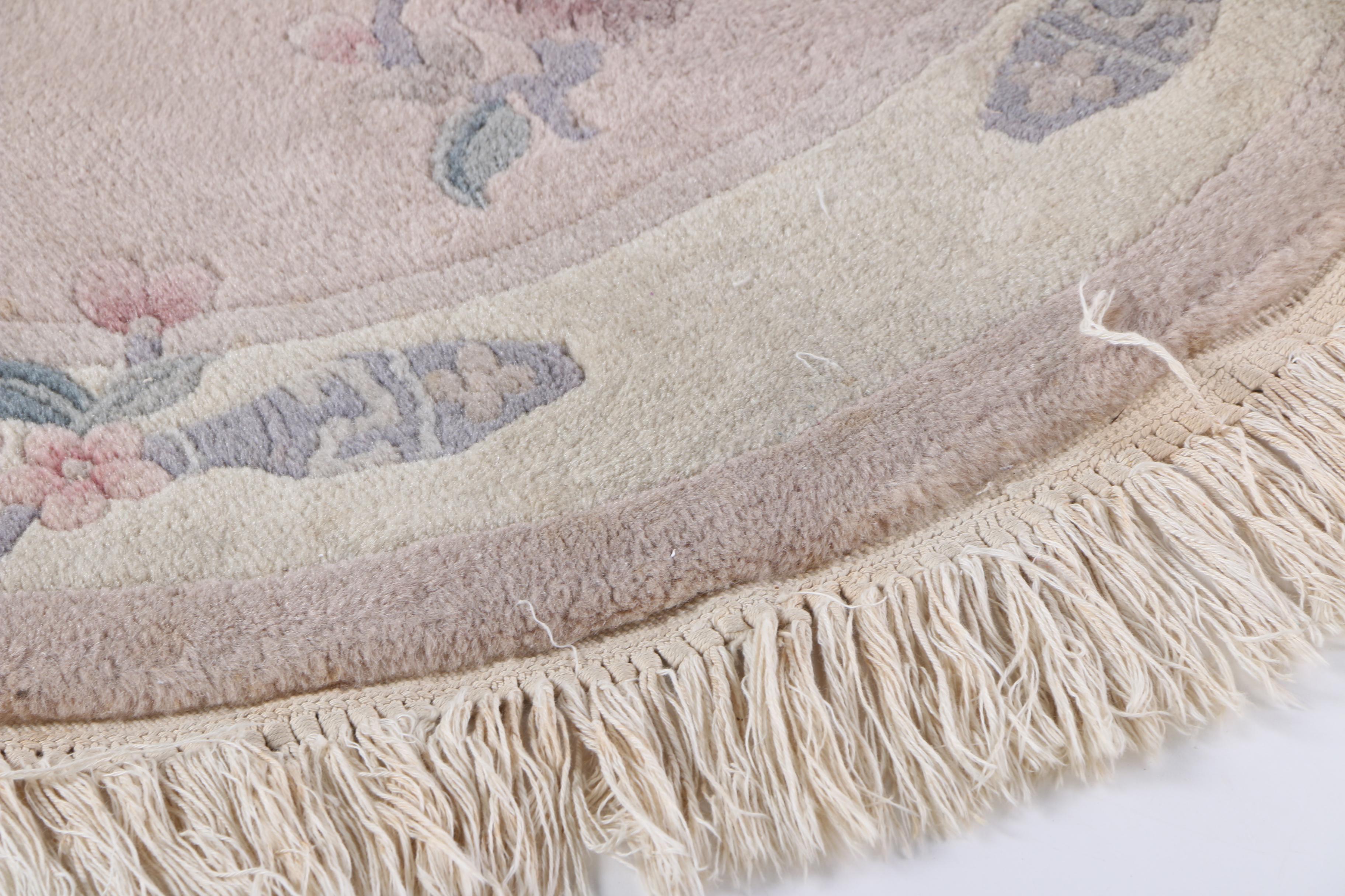 Hand-Knotted and Carved Chinese "Serenity" Round Rug