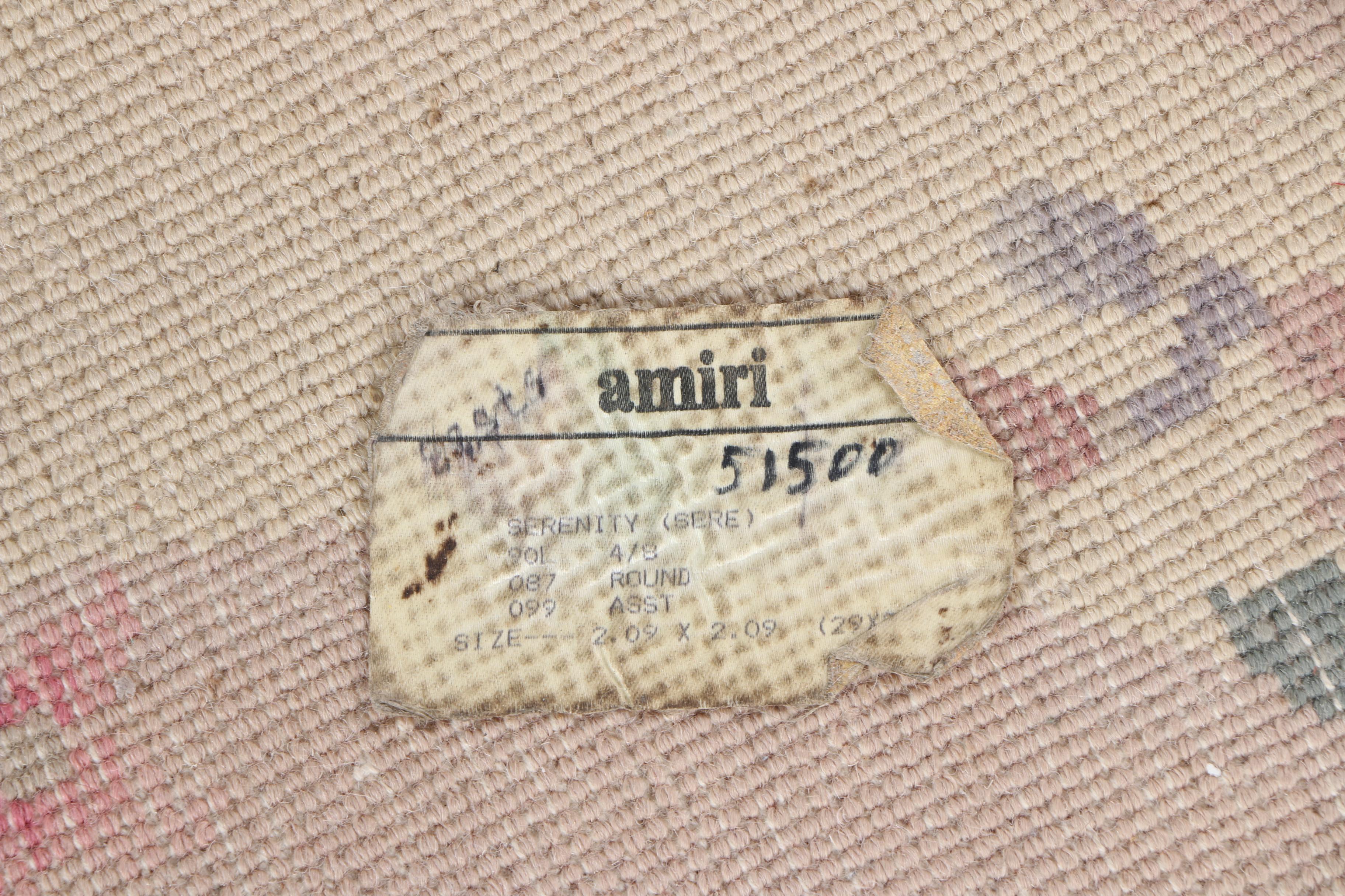 Hand-Knotted and Carved Chinese "Serenity" Round Rug