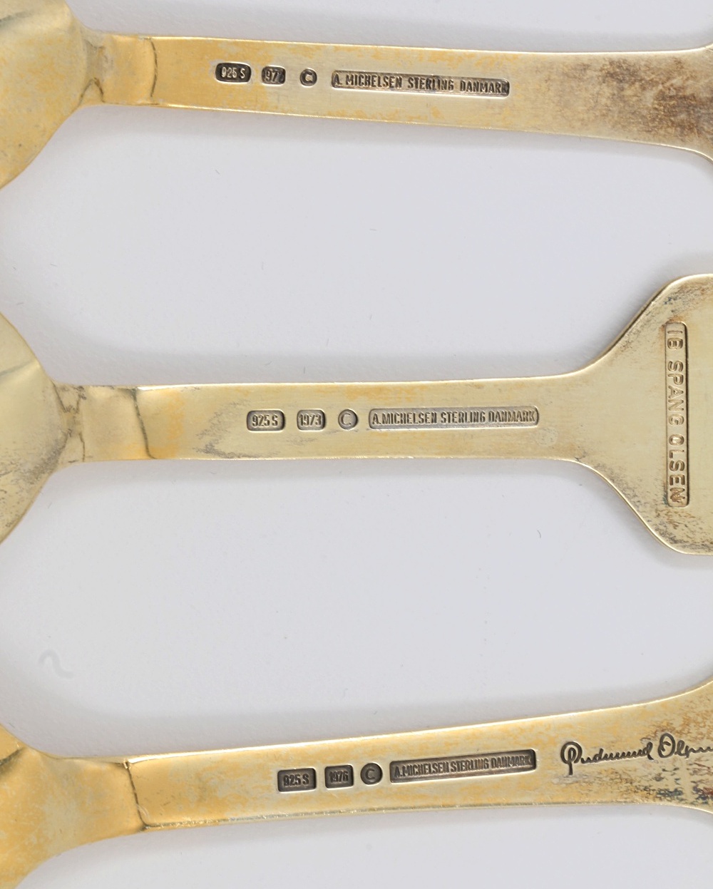 Danish Anton Michelsen Sterling Silver Christmas Enameled Spoons and Forks