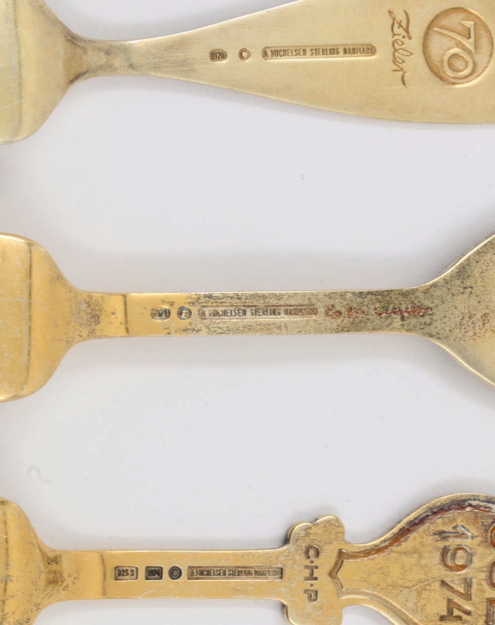 Danish Anton Michelsen Sterling Silver Christmas Enameled Spoons and Forks