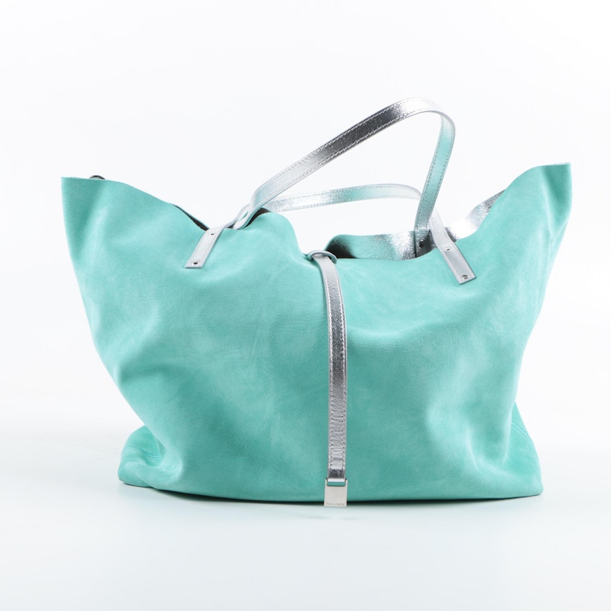 Tiffany & Co. Suede and Metallic Reversible Tote Bag and Zip Pouch