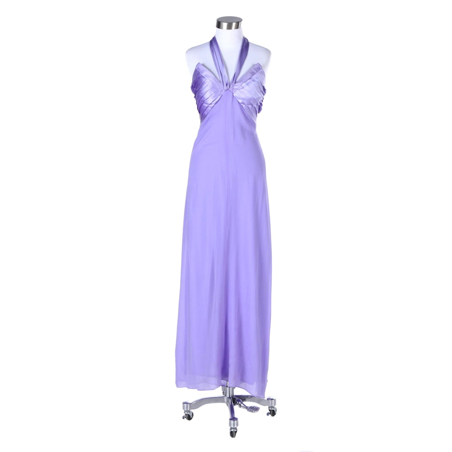 Lilac Satin and Chiffon Gown