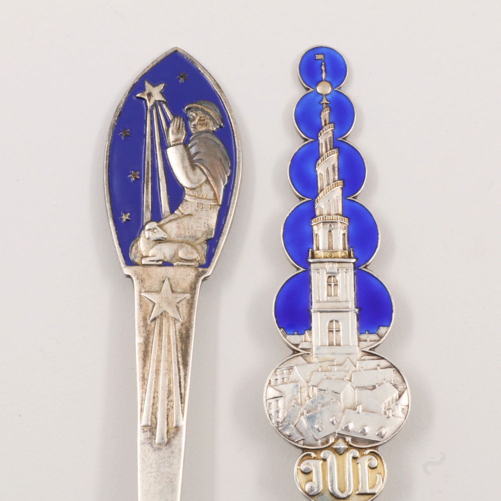 Pairing of Anton Michelsen Sterling Silver Annual Christmas Spoons