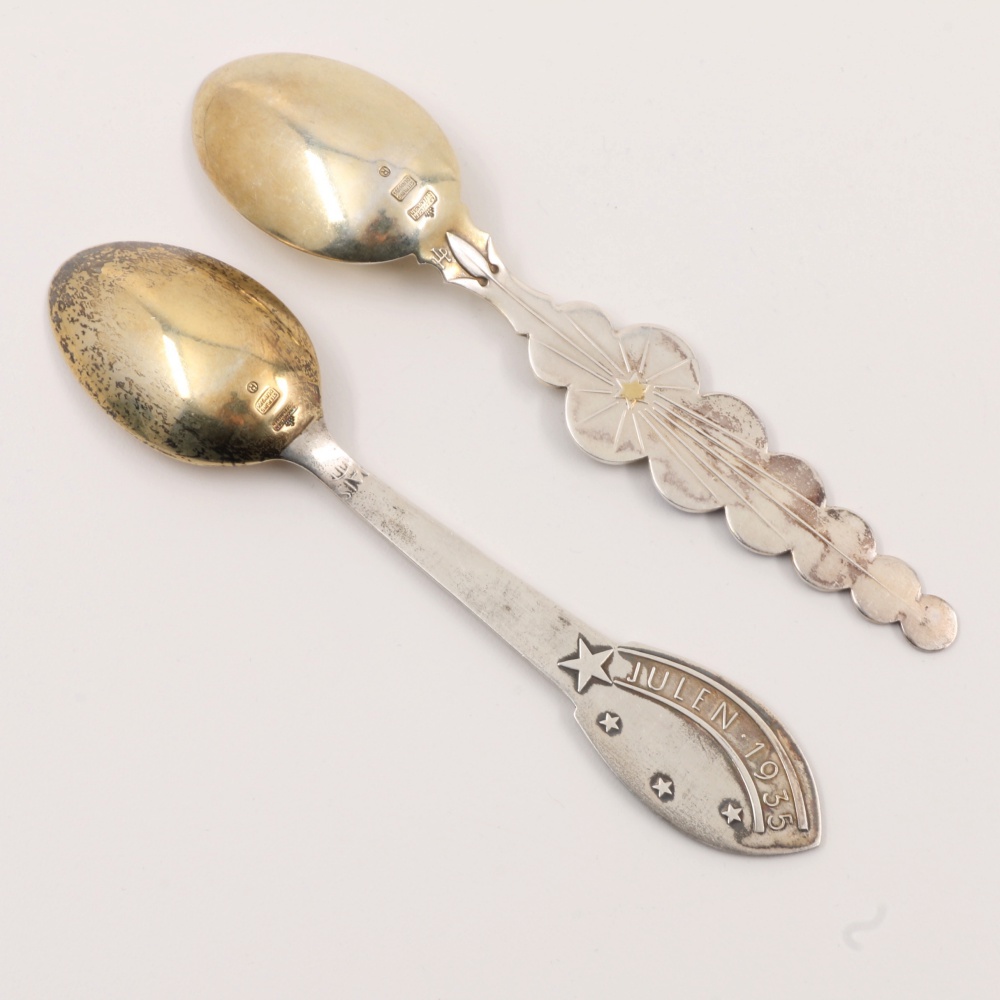 Pairing of Anton Michelsen Sterling Silver Annual Christmas Spoons