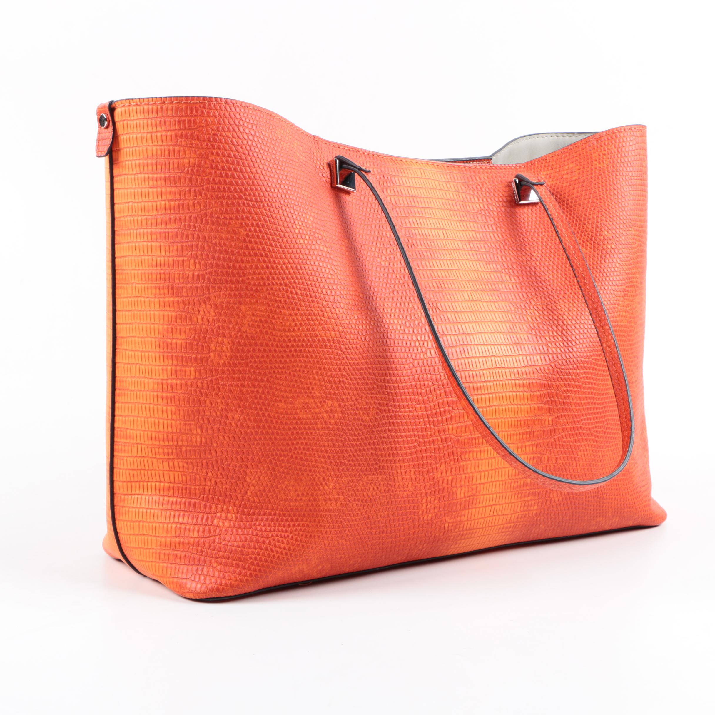 Christian Siriano Reptile Embossed Polyurethane Sabrina Tote