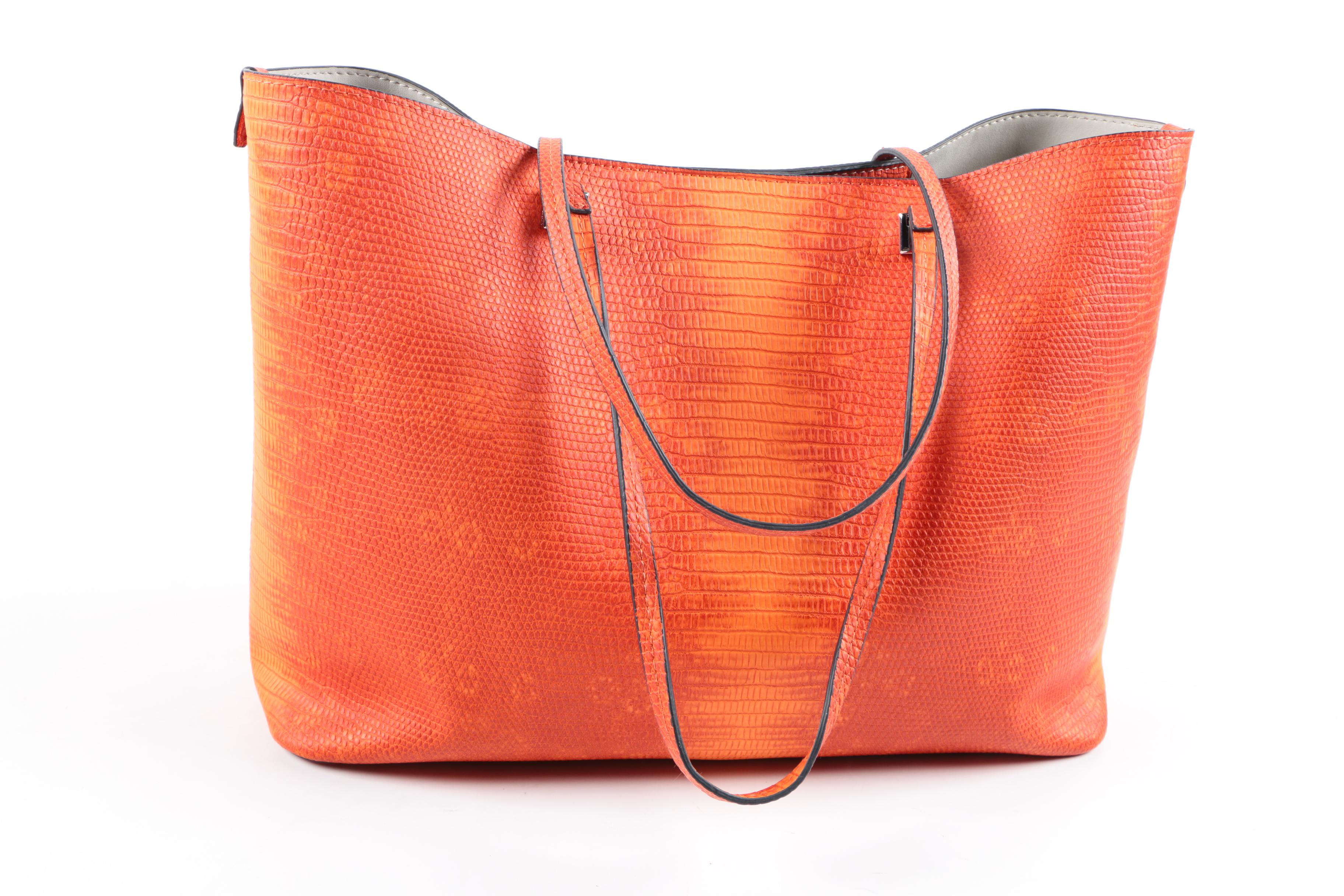 Christian Siriano Reptile Embossed Polyurethane Sabrina Tote