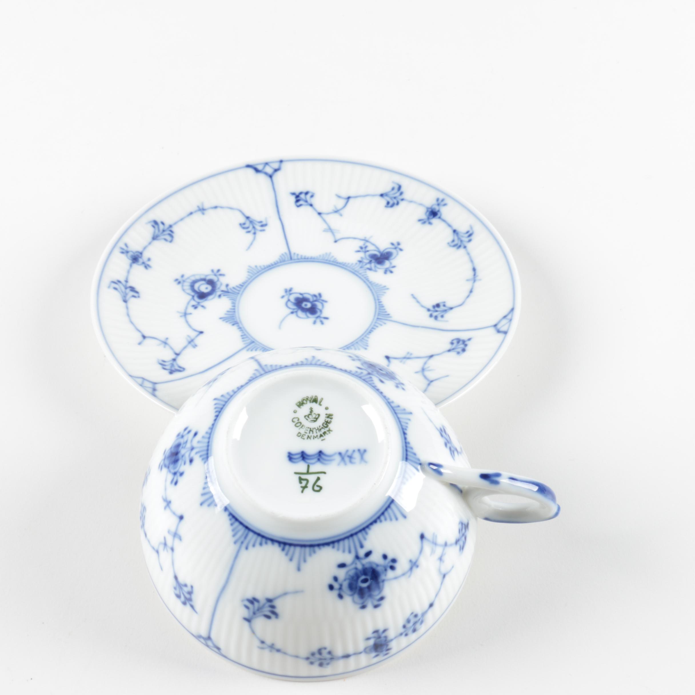 Blue and White Tableware including Royal Copenhagen and JG Meakin