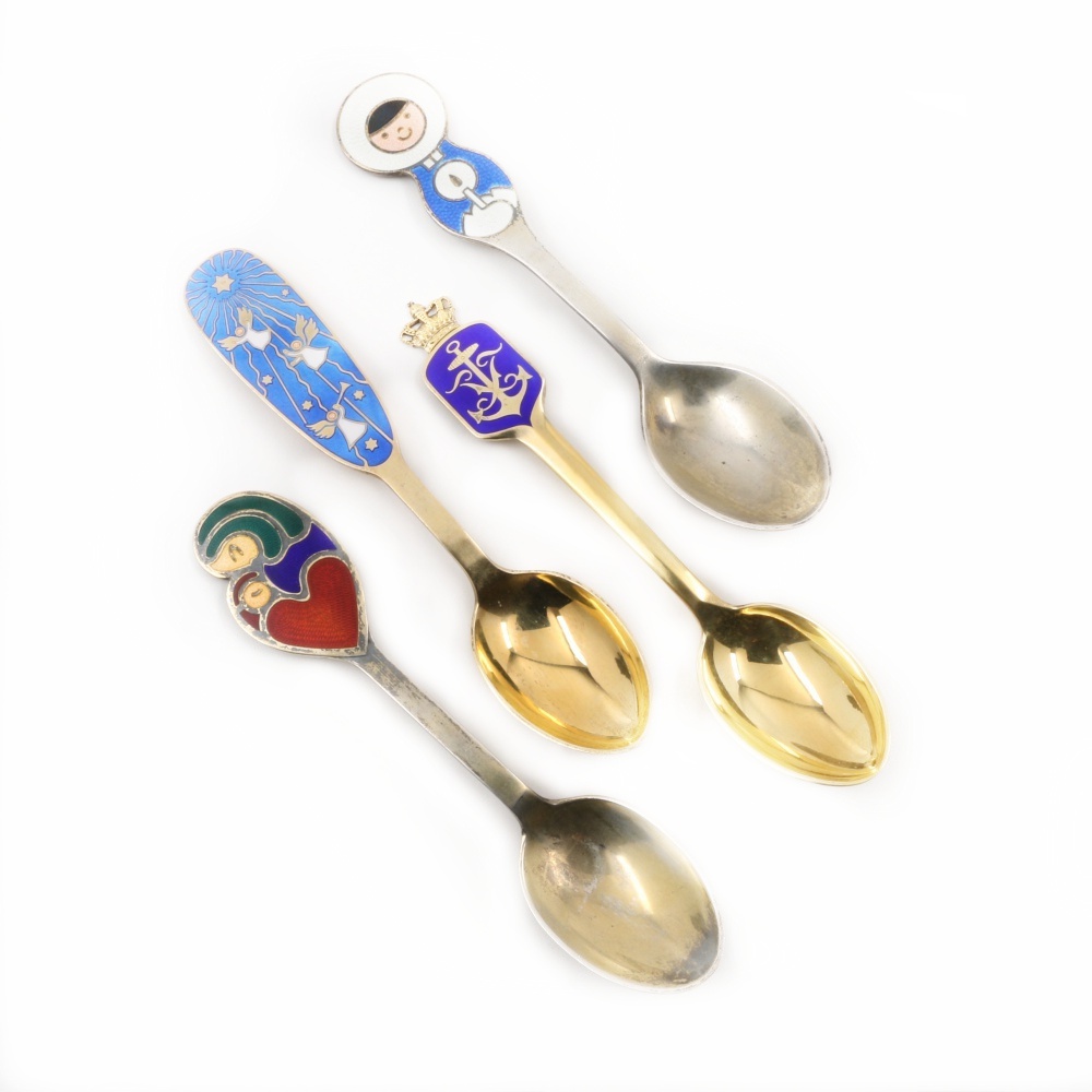 Four Vintage Danish Anton Michelsen Gold Wash Sterling Silver Spoons