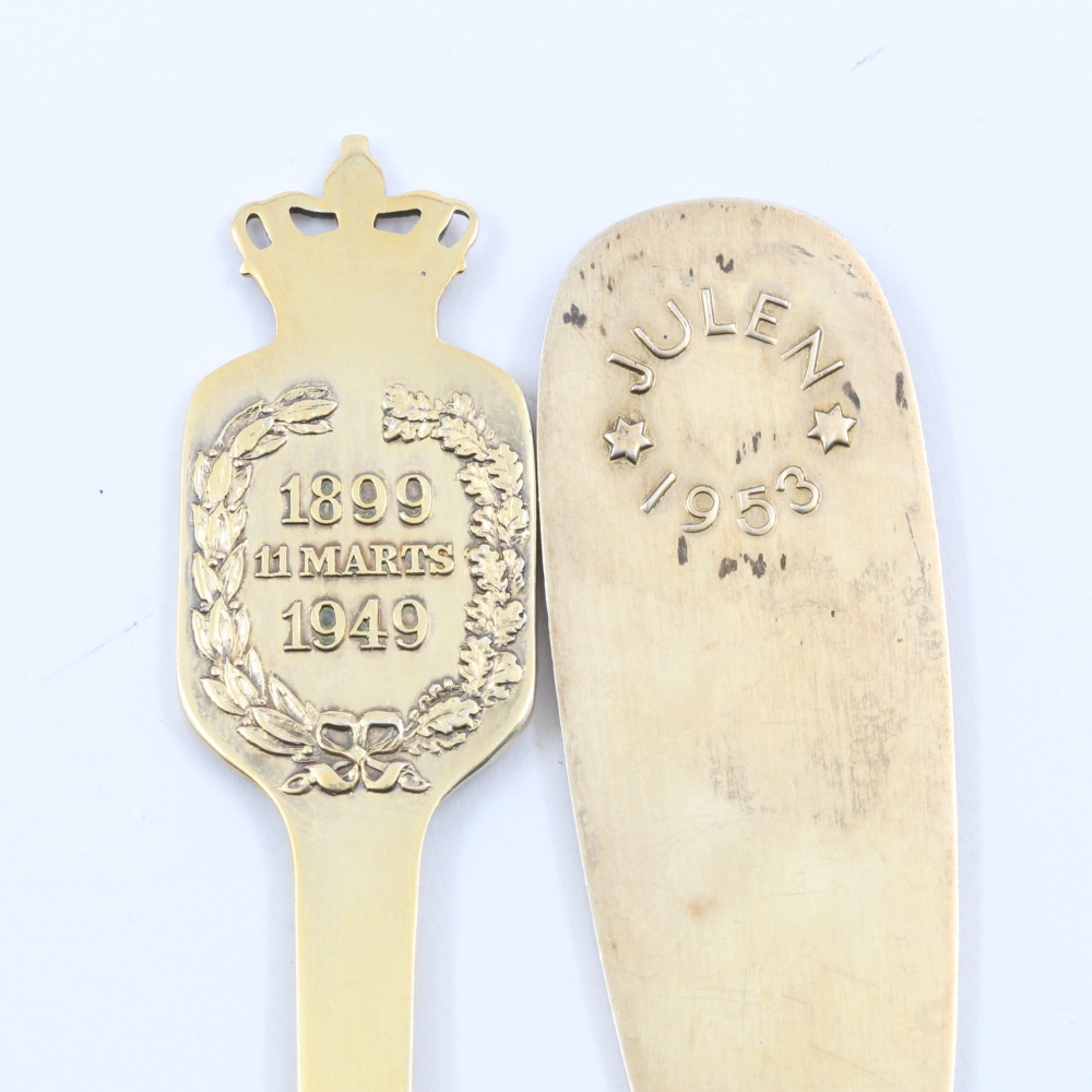 Four Vintage Danish Anton Michelsen Gold Wash Sterling Silver Spoons