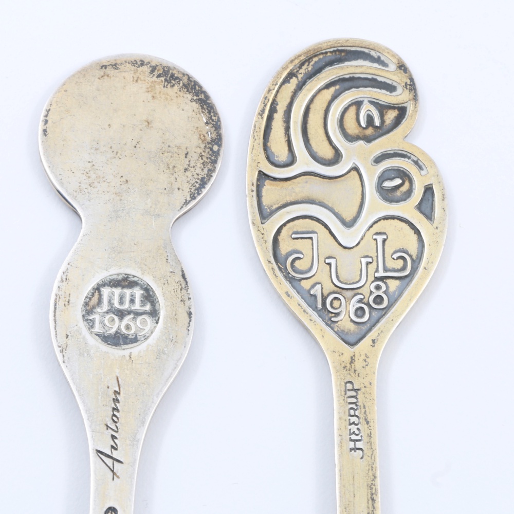 Four Vintage Danish Anton Michelsen Gold Wash Sterling Silver Spoons